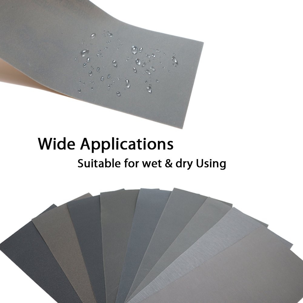 45Pcs Wet Dry Sandpaper, 400/600/ 800/1000/ 1200/1500/ 9*3.6inch, grey