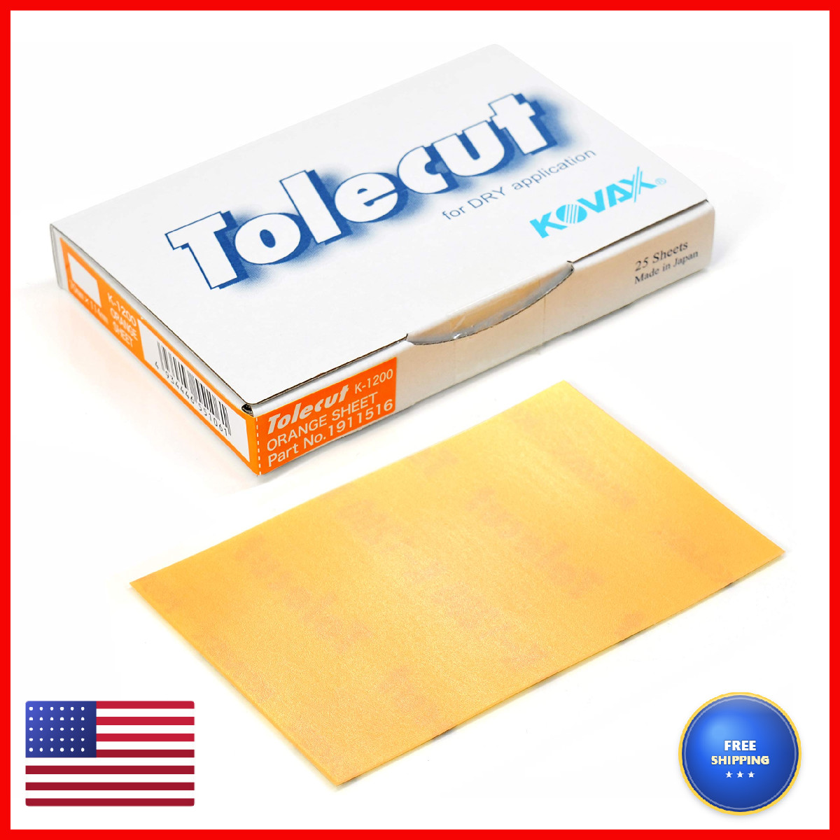 Eagle Abrasives Tolecut Psa Full Sanding Sheets Orange K-1200 191-1516 25 Sheets