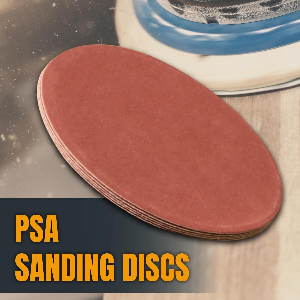 POWERTEC 110590 9″ PSA 120 Grit Aluminum Oxide Adhesive Sanding Disc, Pack of 10