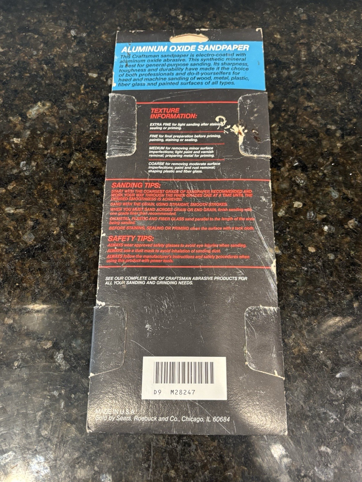 Sears Craftsman Aluminum Oxide Sandpaper 9 28247 4.5” X 11” – 100 Grit Vintage