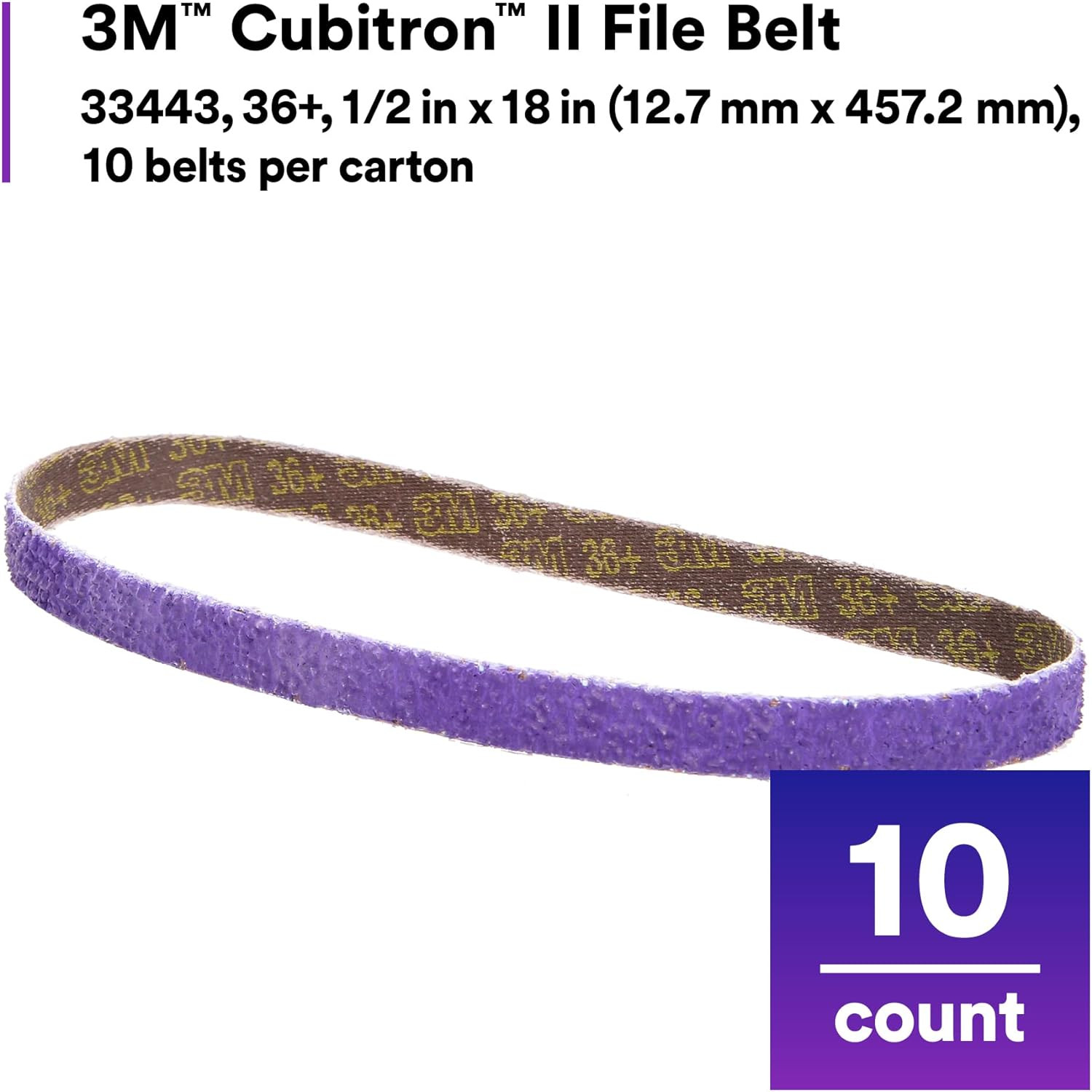3M 33443 1/2″ X 18″ Cubitron II 36+ Grade File Belt