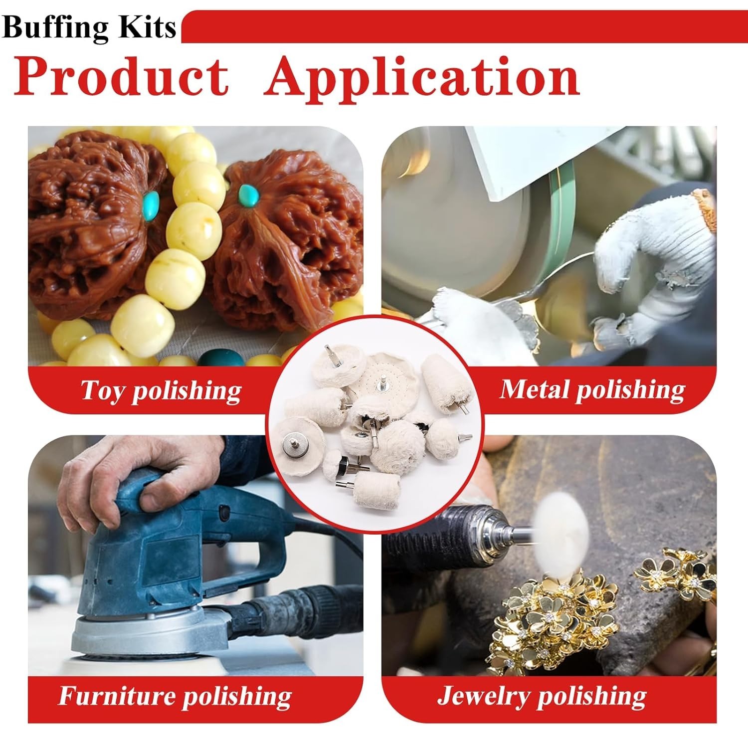10Pcs Polishing Wheel Set with Cotton Gloves for Multi-Surface Buffing