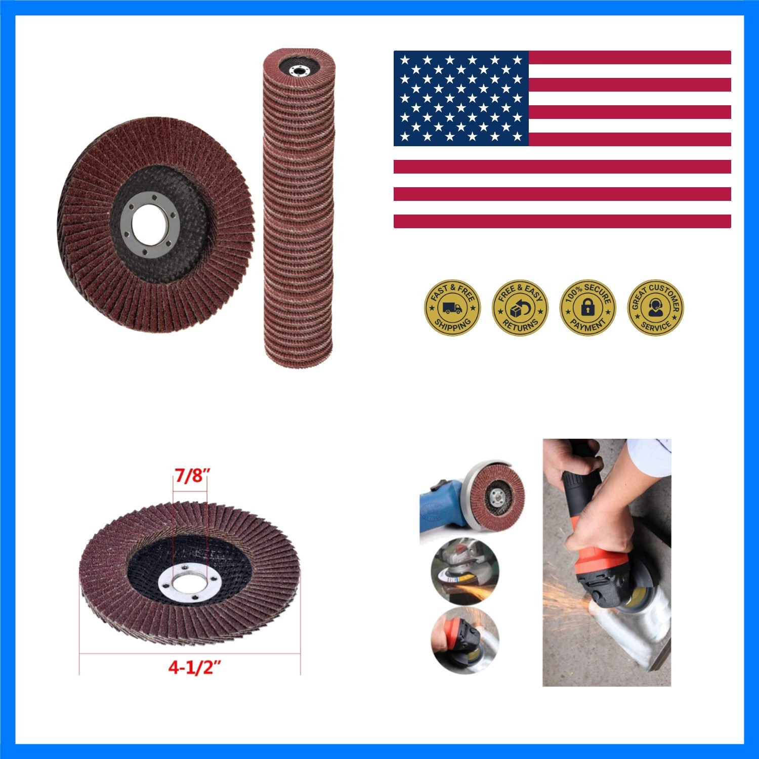 Flap Discs 40 PCS 4.5 Inch – 60 Grit Grinding Discs 4 1/2 Assorted Sanding Gr…