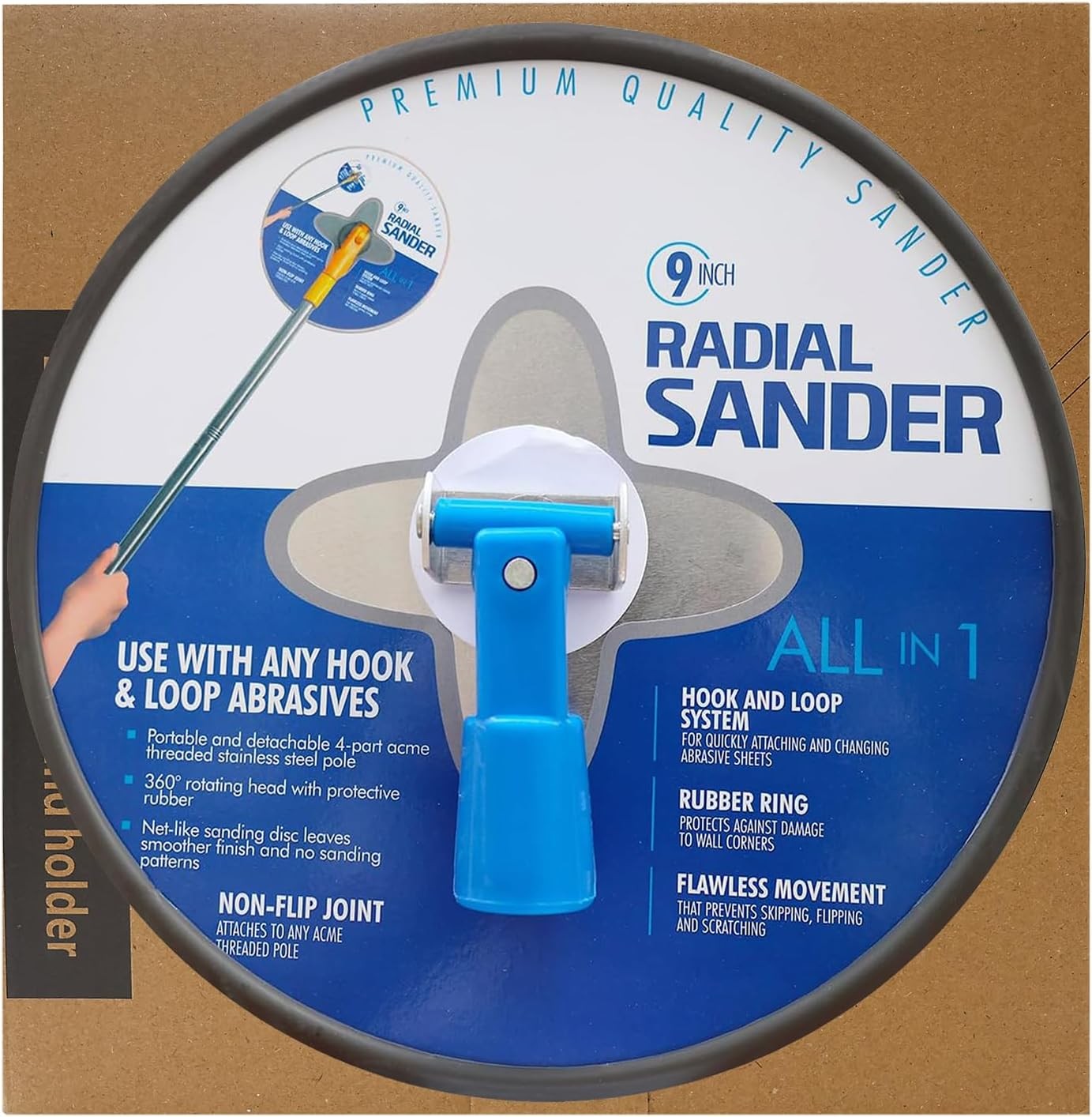 9″ Radial Hand Sander Hook Loop Drywall Sanding Tool for Wall