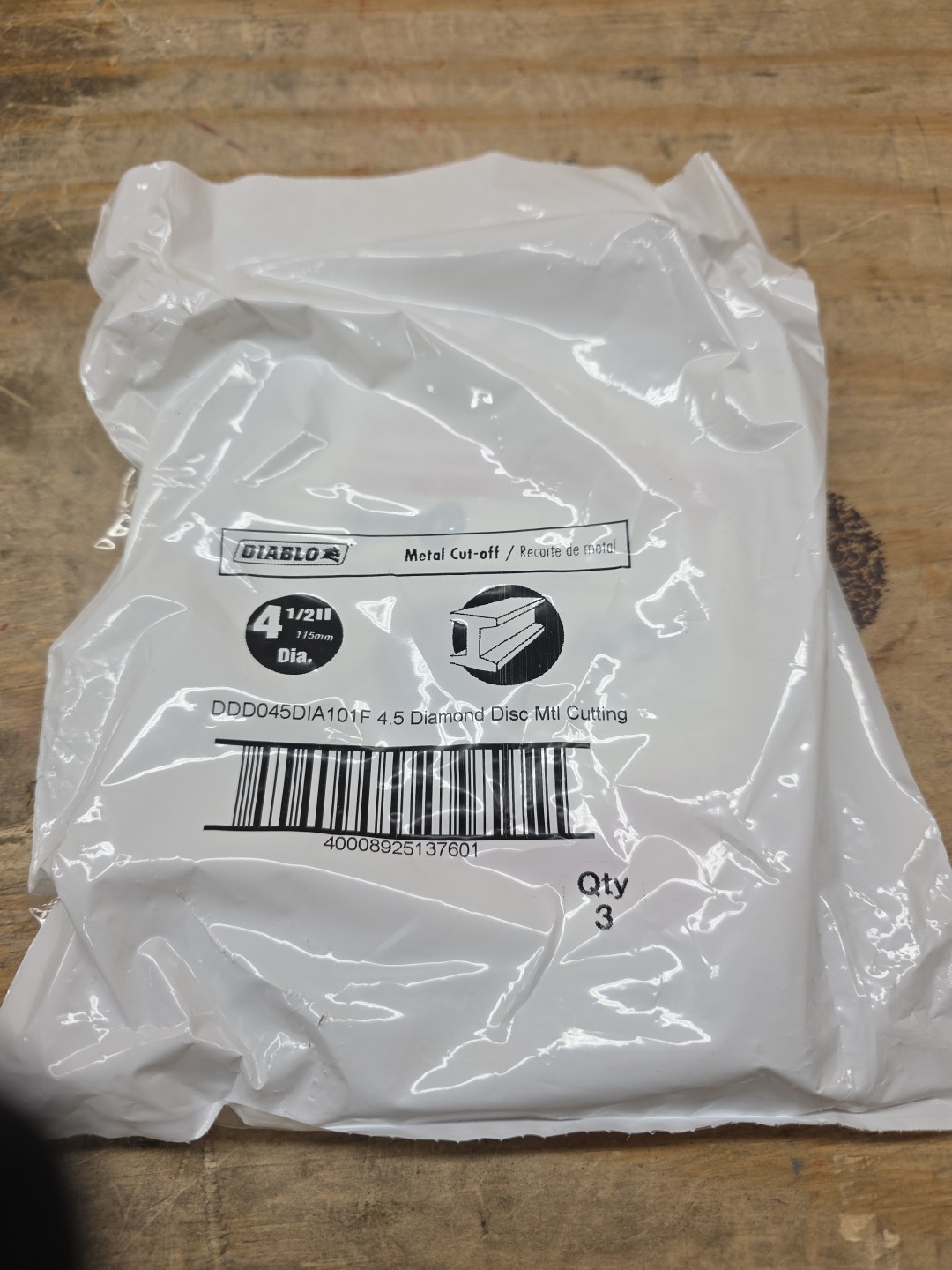 Diablo DDD045DIA101F Diamond Metal Cut?Off Blade 4-1/2 Dia.x7/8 in.Lot Of 3blade