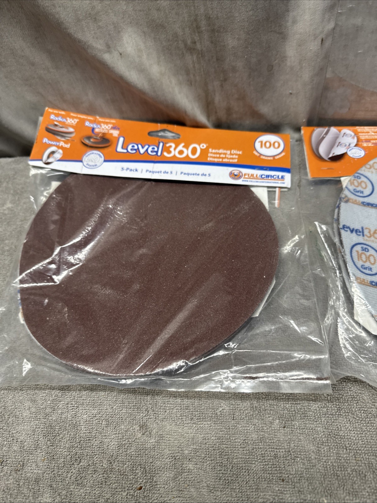 R•Level 360* Full Circle 100 Grit Sanding Disc Pack Of 5 NOS Lot Of 2