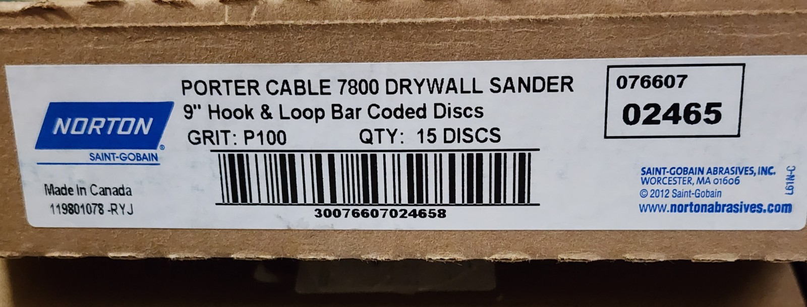 02465 Norton 9″ Porter Cable 7800 Drywall Sanding Discs 100 Grit 15 pack