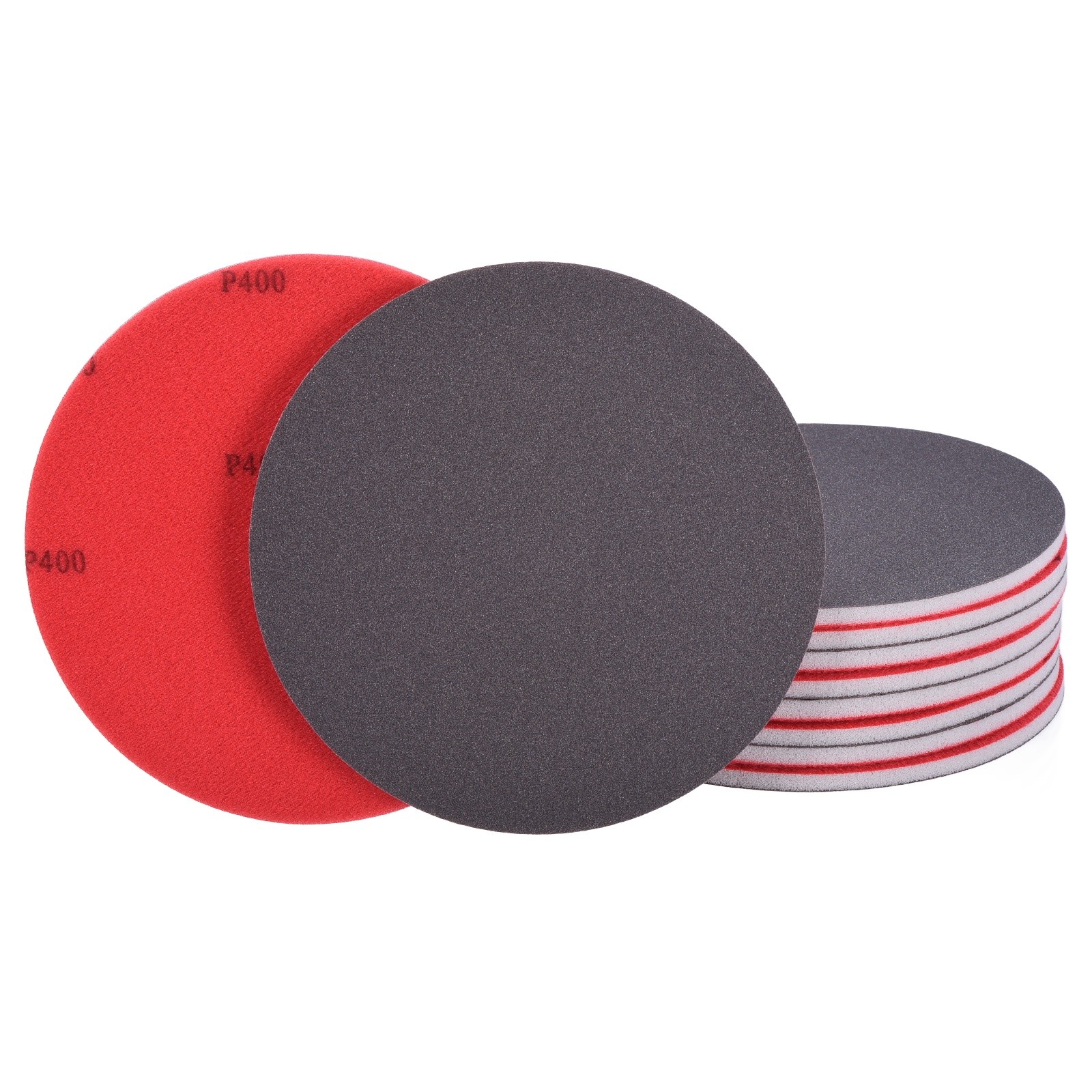 10 Pcs 400 Grit 6 Inch Hook and Loop Sponge Sanding Disc for Sander, Black
