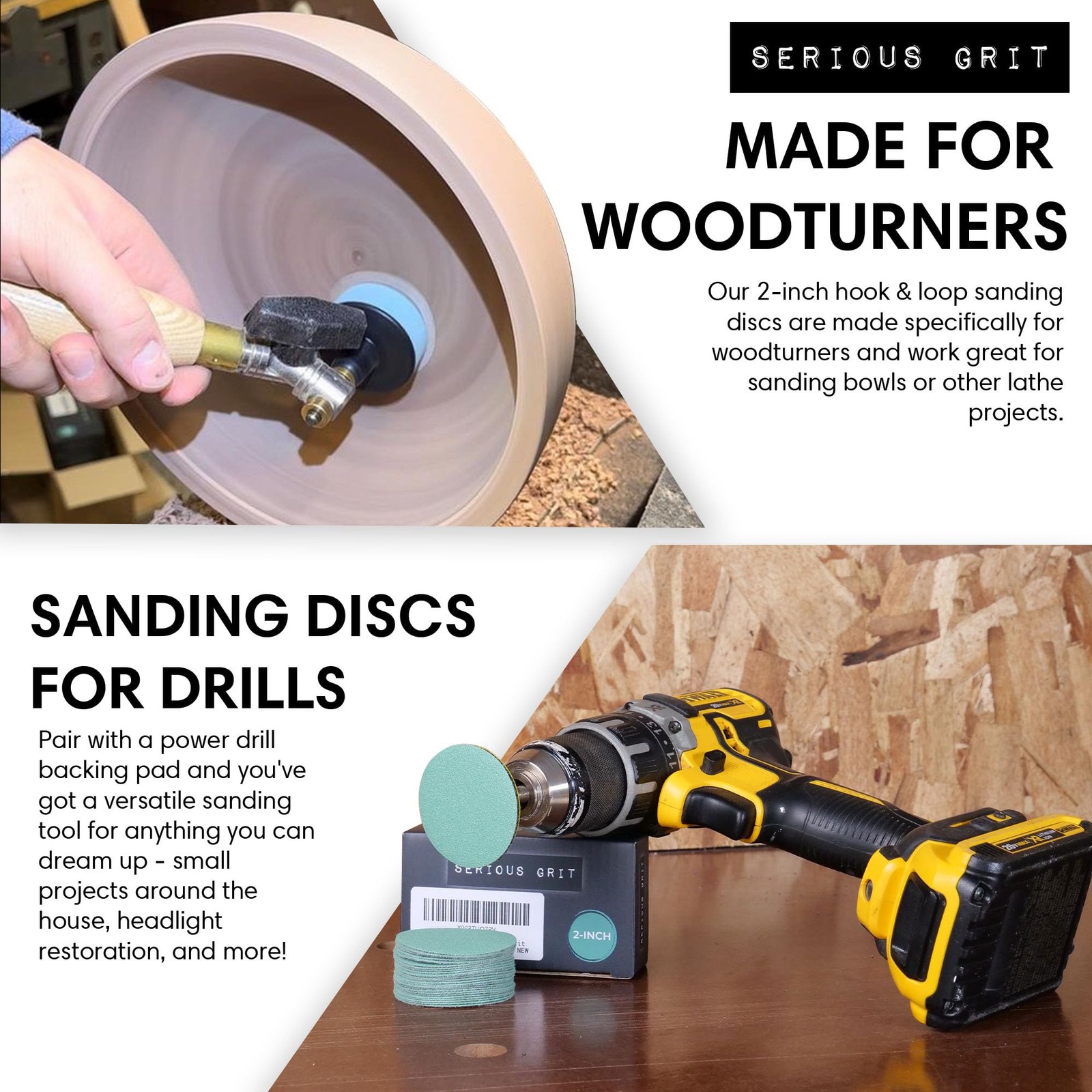 Serious Grit – 2-Inch Sanding Disc Assortment – 80 120 150 180 220 Green