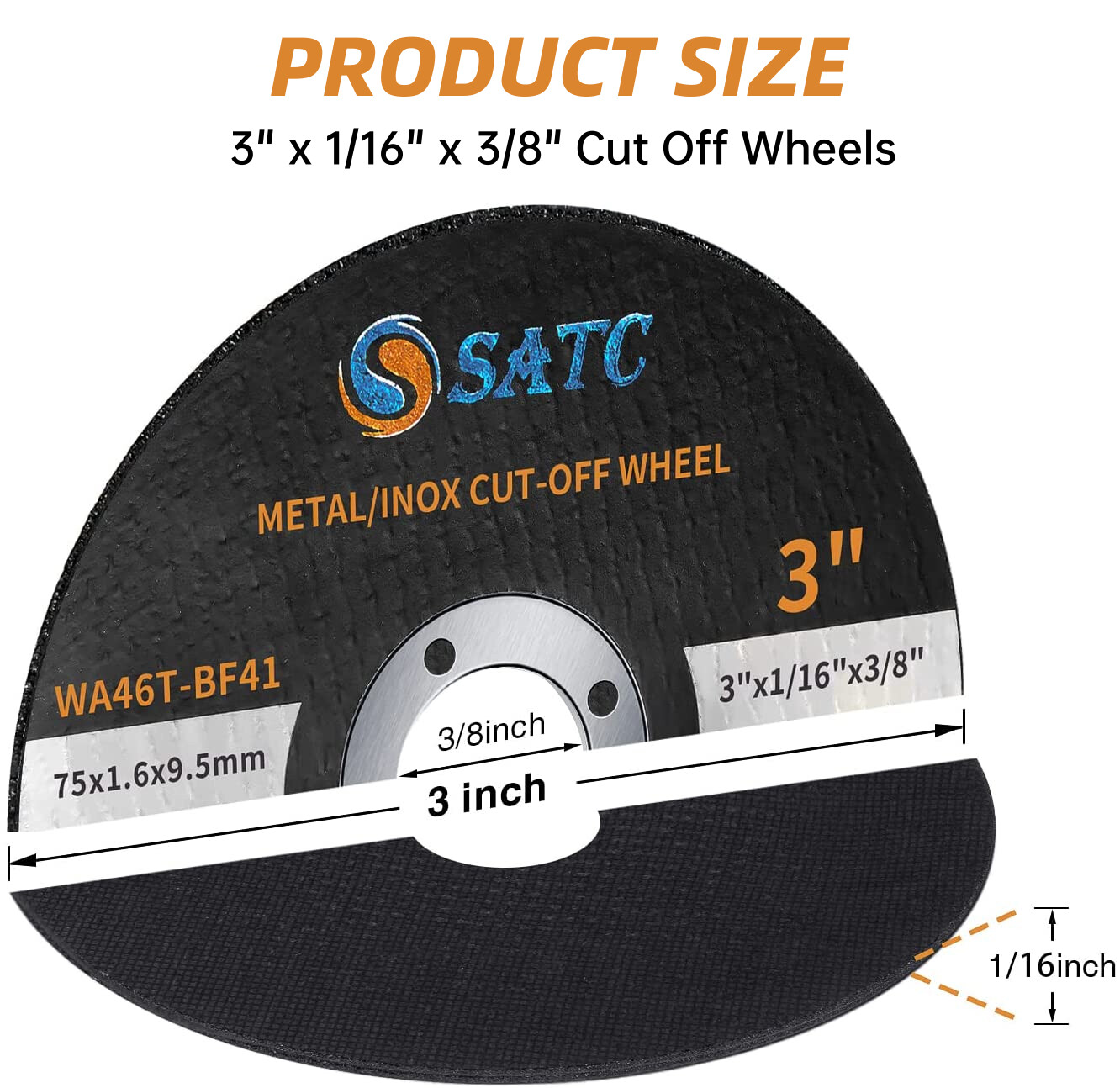 50 Pack 3 in Cut Off Wheels with 3/8″ Arbor Metal Cutting Disc Die Grinder Tool
