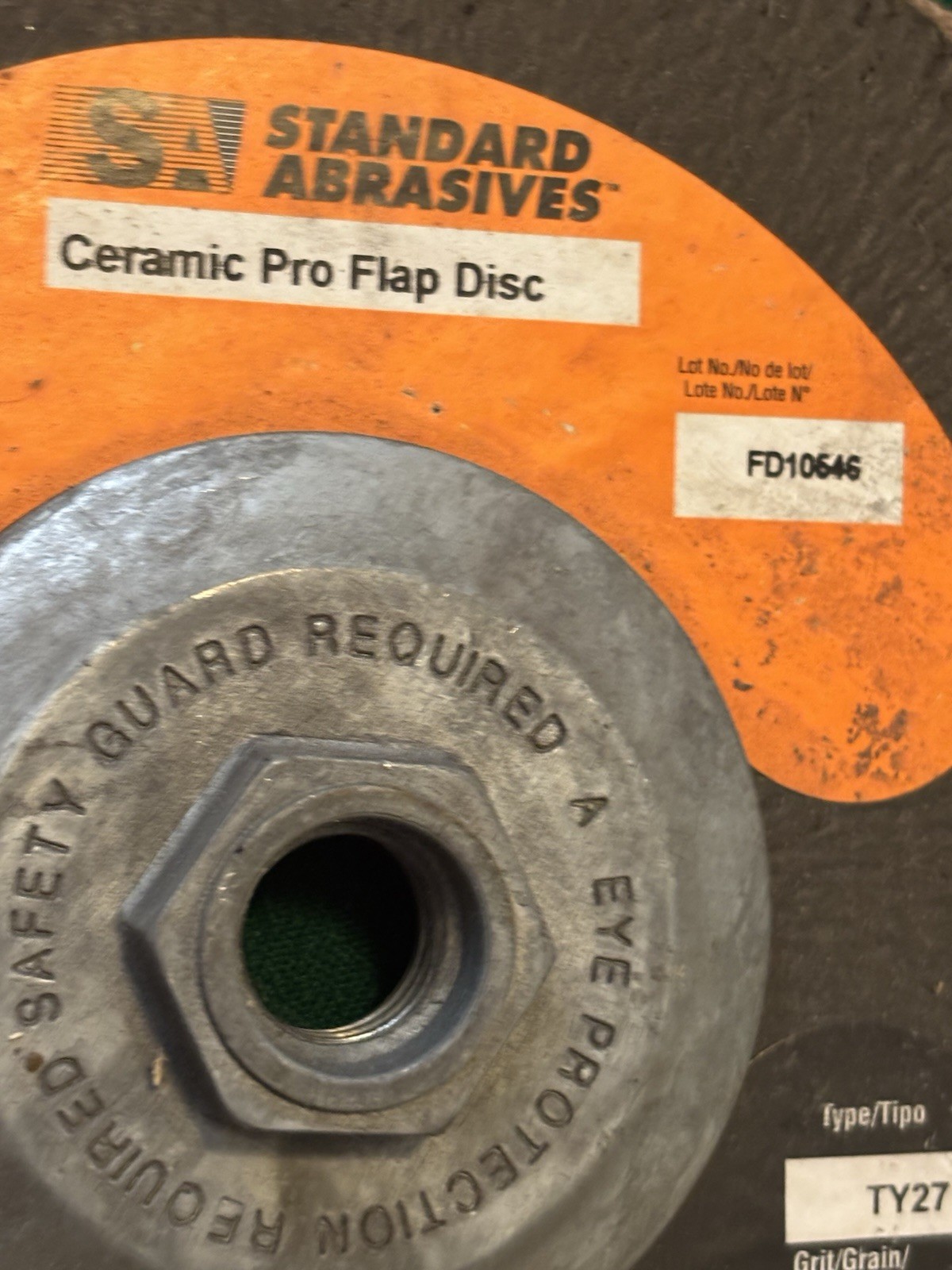 Standard Abrasives Ceramic Flap Disc 8600 RPM 7” 40 Grit TY27 Grinding Wheel.