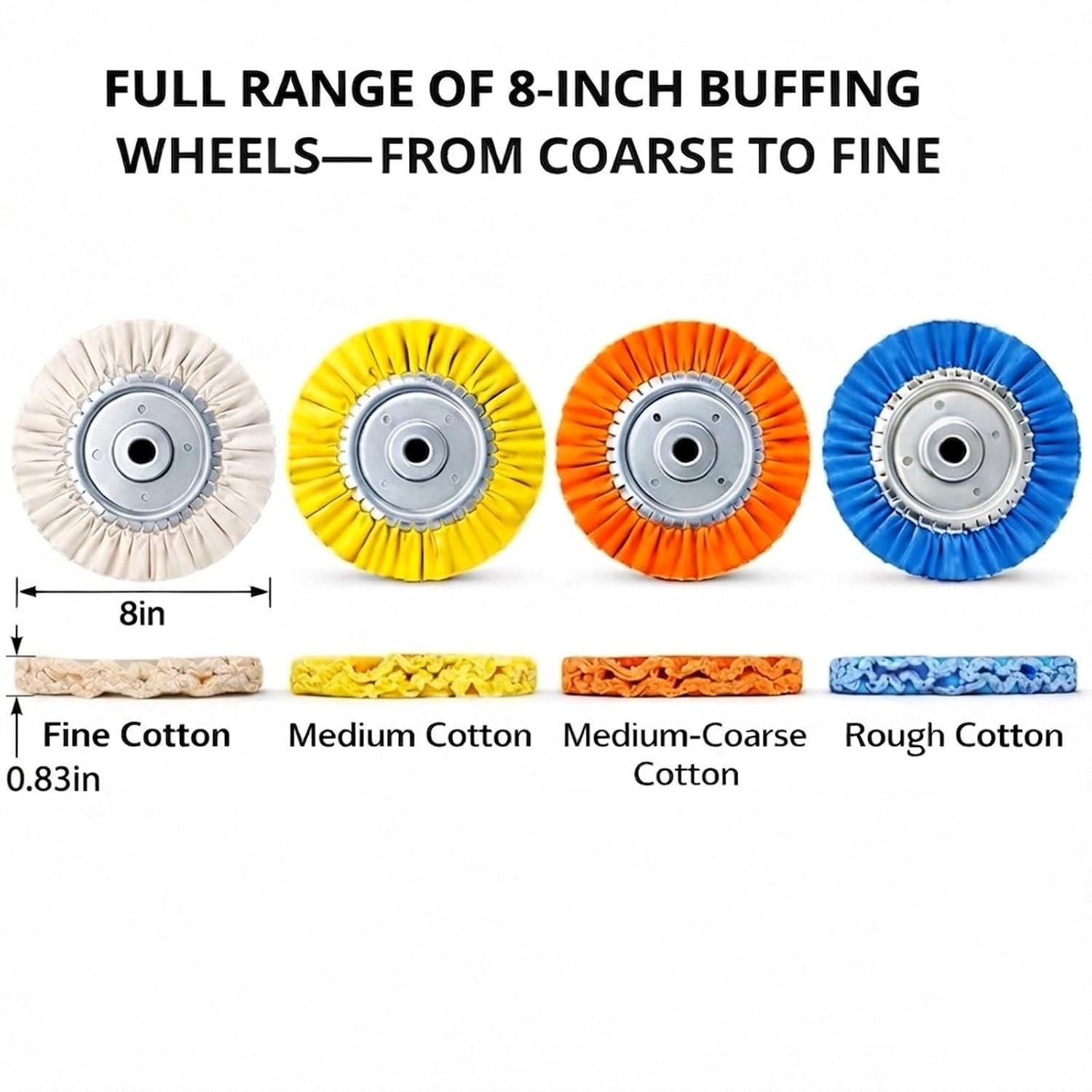 8″ Airway Buffing Wheel, 9 Pcs Aluminum Wheel Polishing Kit in Diameter 5/8 inch