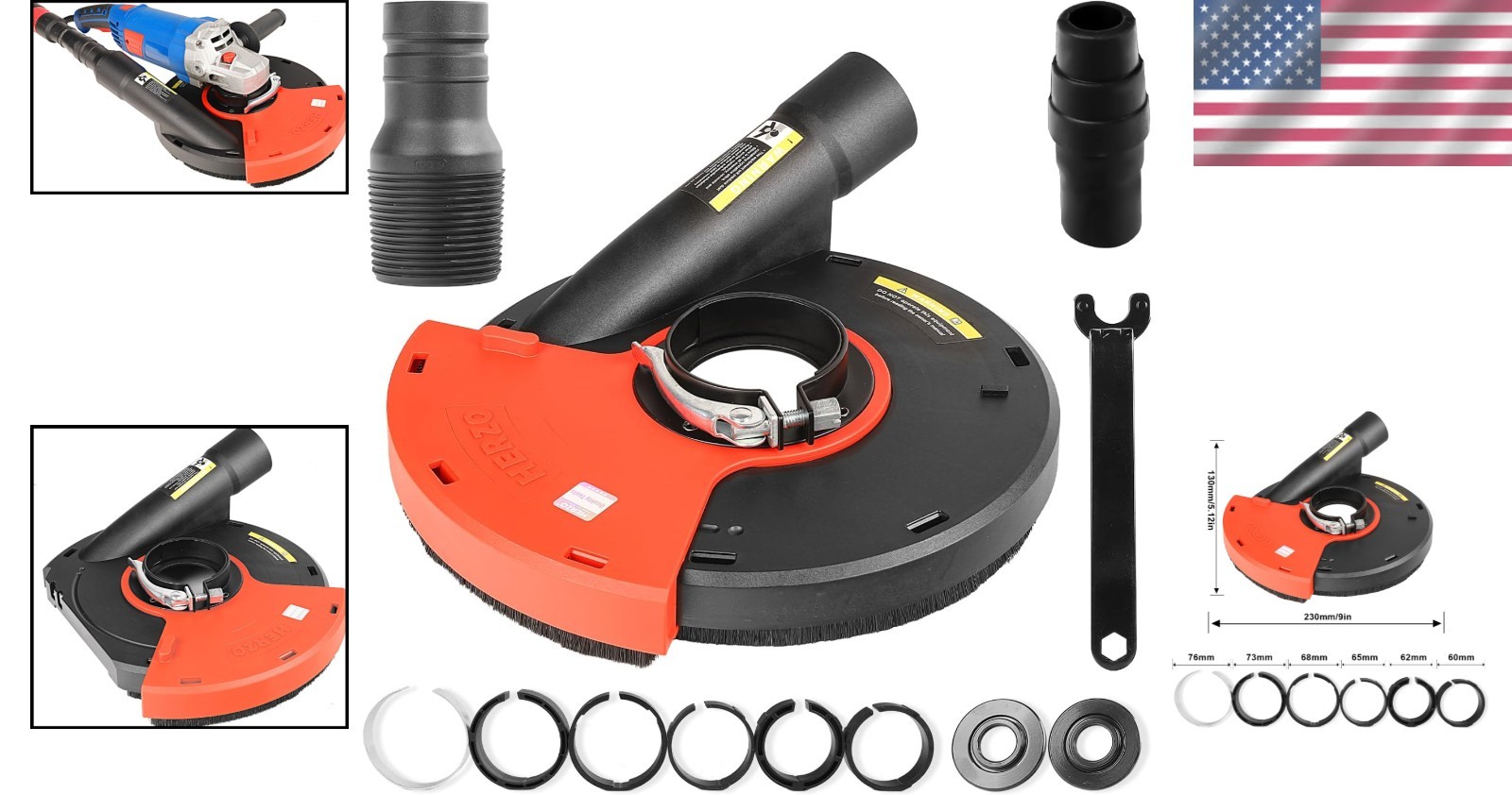 Heavy-Duty 9 Inch Grinding Dust Shroud with Brush Ring for Surface Cleanliness