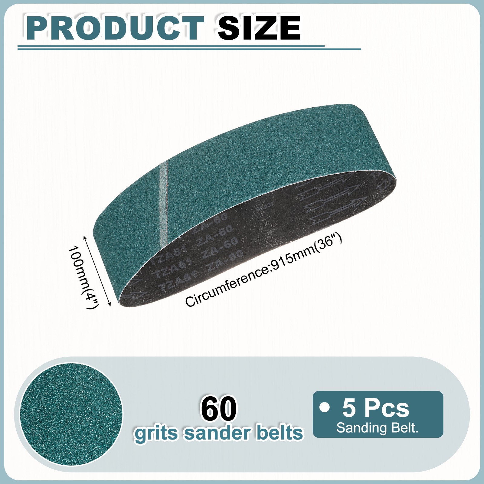 4 x 36 Inch Sanding Belts, 5 Pcs 60 Grit Zirconia Belt