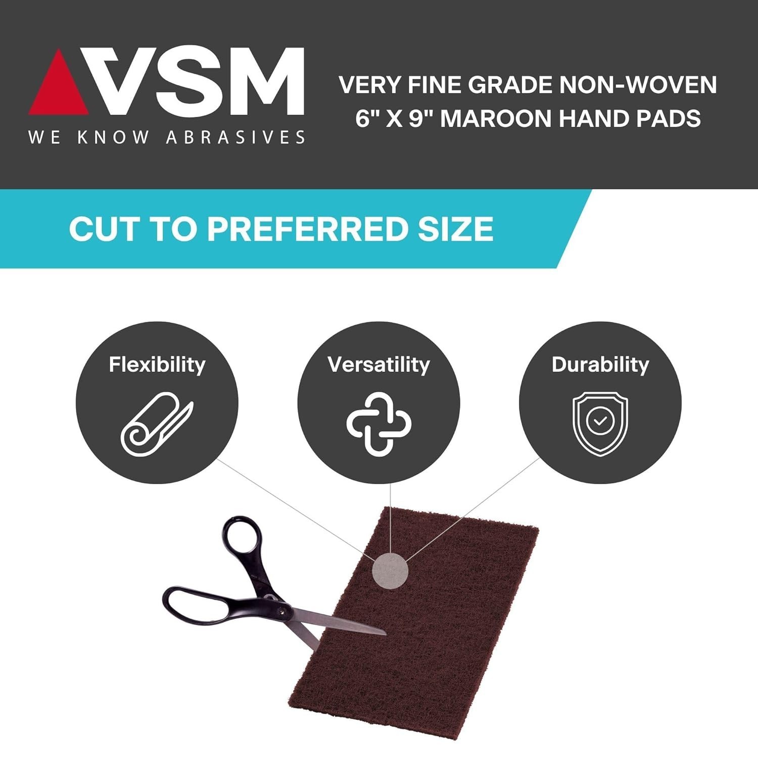 Efficient 10-Pack Maroon 6″ x 9″ Hand Pads – Non-Woven for Finishing & Cleaning