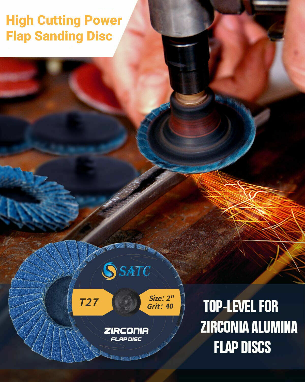 SATC 20PCS 2″(50mm) Zirconia Quick Change Flap Disc for Iron Rust Removal 80#