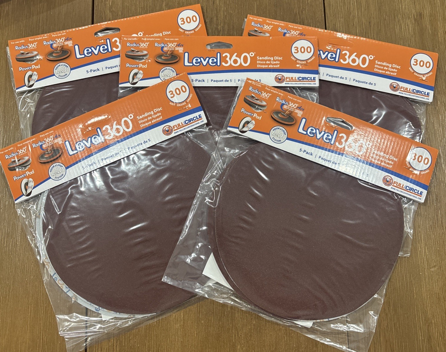LEVEL 360 Sanding Disc 300 Grit – Case Of 5 X 5 Packs (25 Discs) – Use W/ PC7800