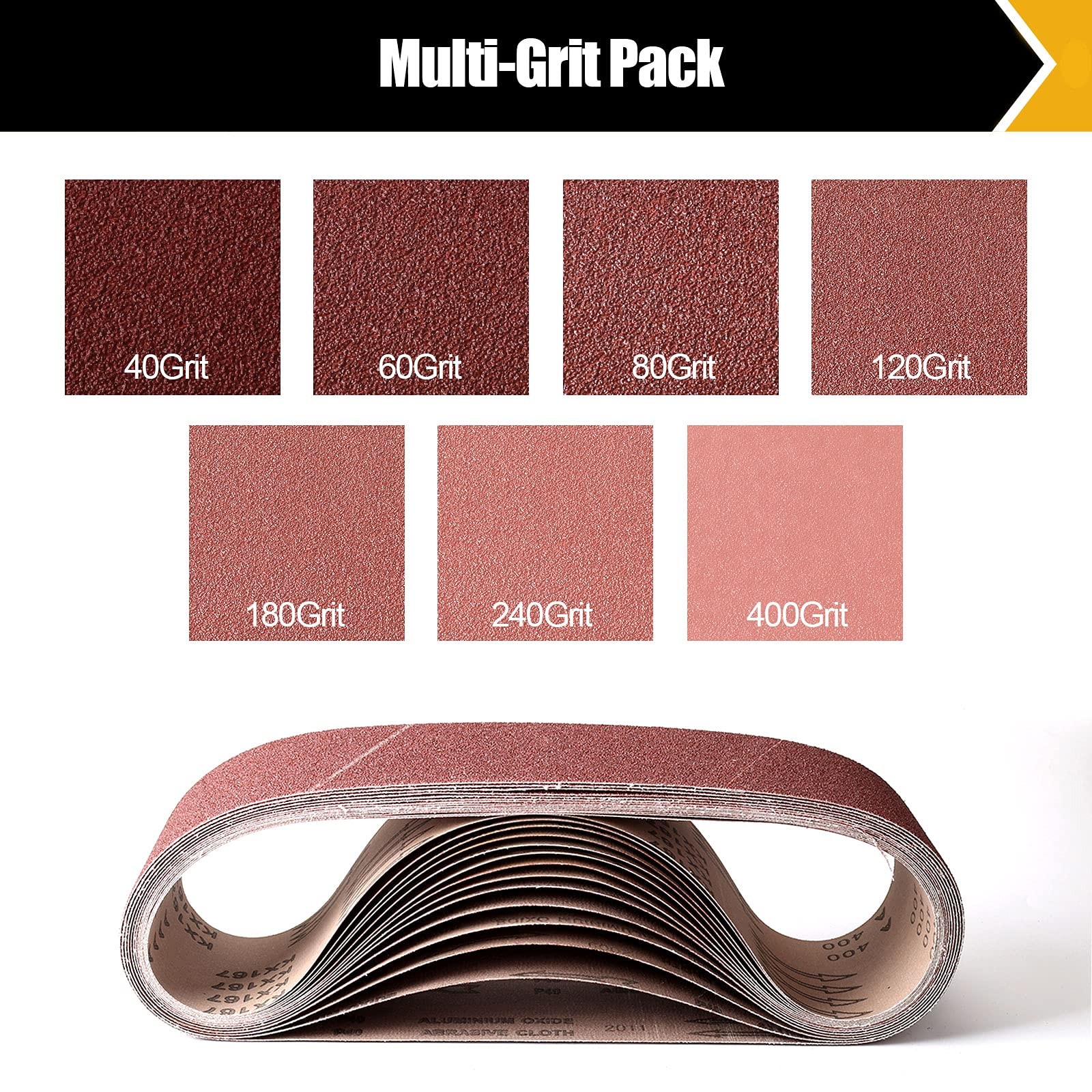 Sanding Belts 4×36 Inch Aluminum Oxide Belt Sander Paper Assortment 14 PCS
