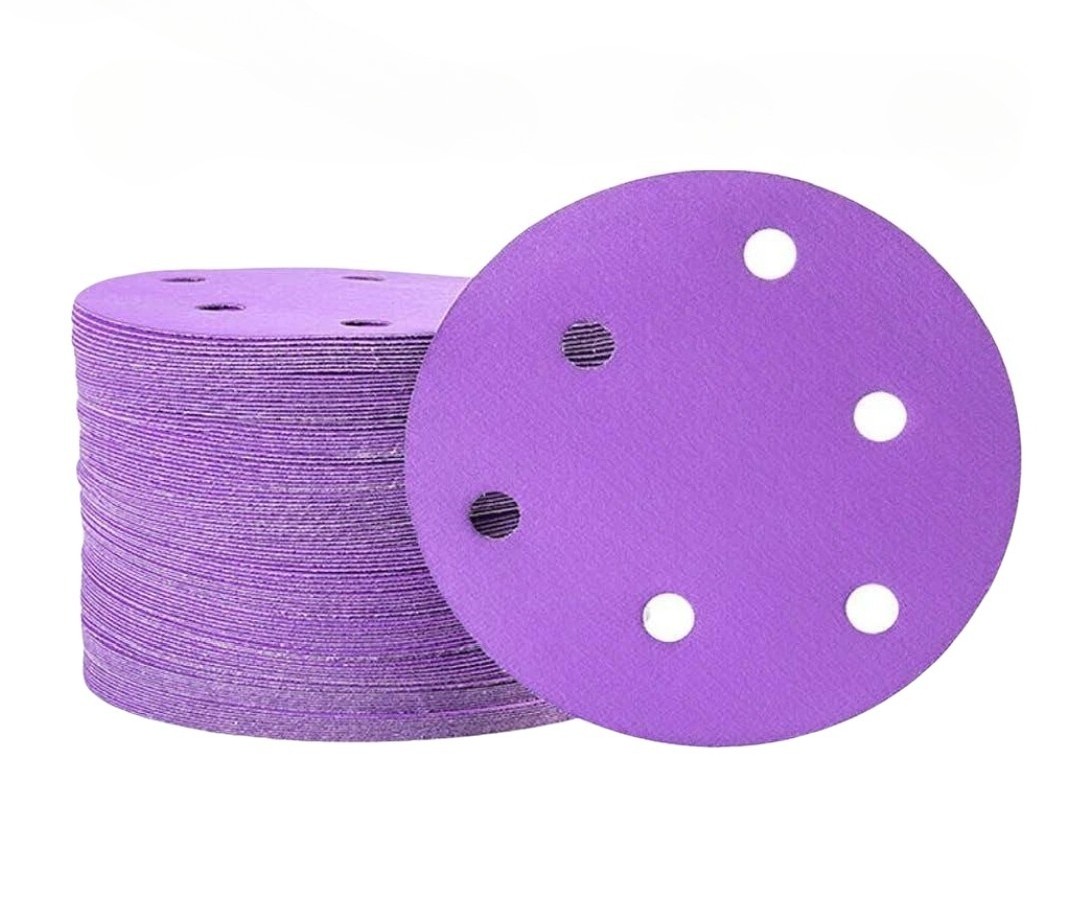 100PCS 6″ (150mm) Premium Ceramic Sanding Discs 6 Holes , Hook & Loop, P60-P800