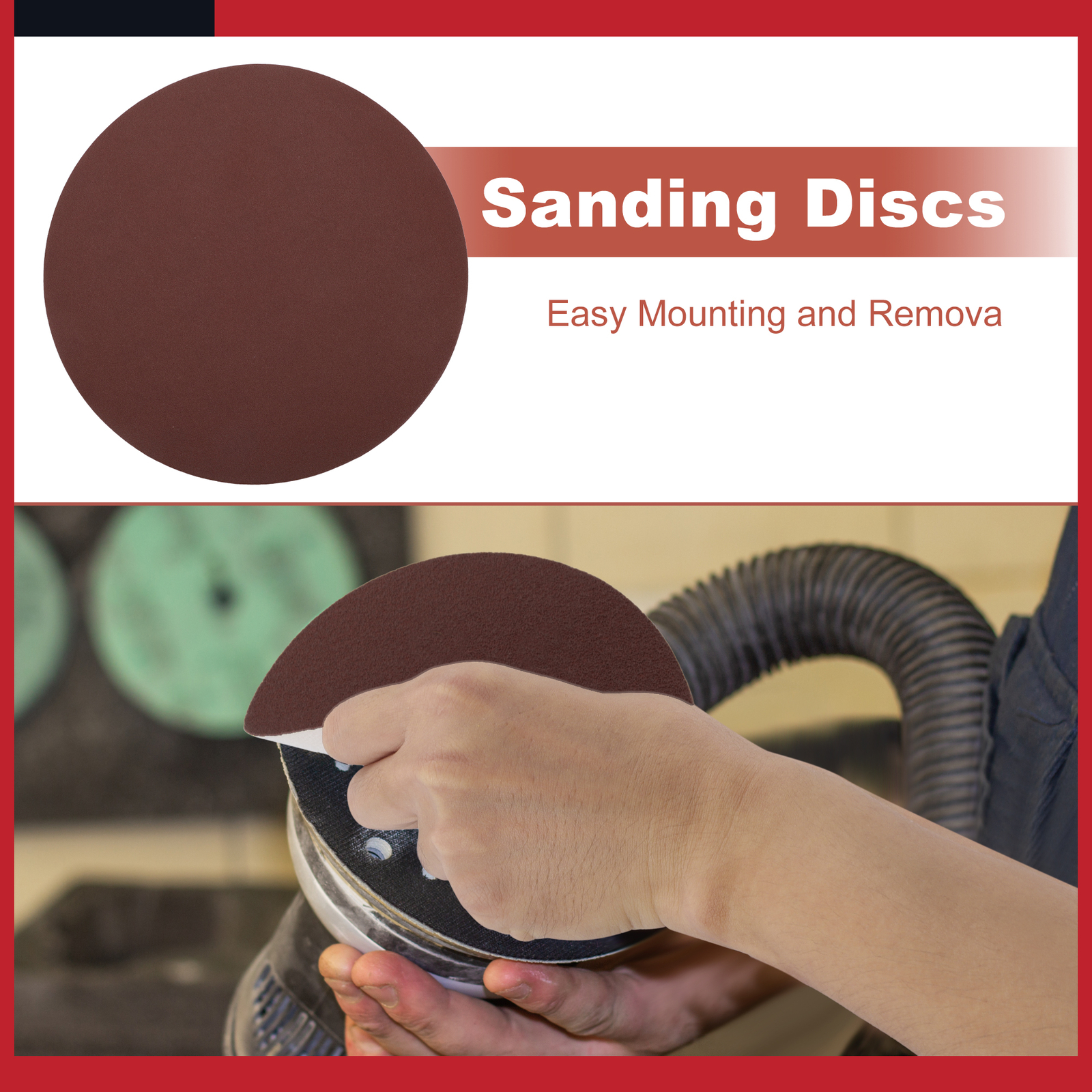 Universal 12 Inch Sanding Discs Round Hook and Loop Sandpaper Red Pack of 10