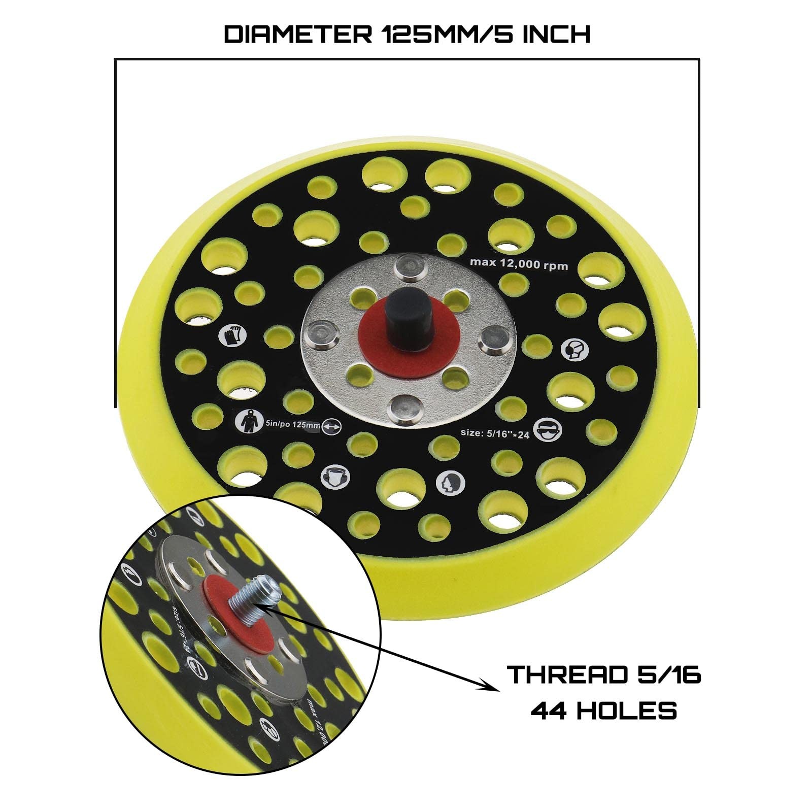 eMagTech 125mm 5 Inch Backing Pad Compatible with Mirka Ceros/Deros 44