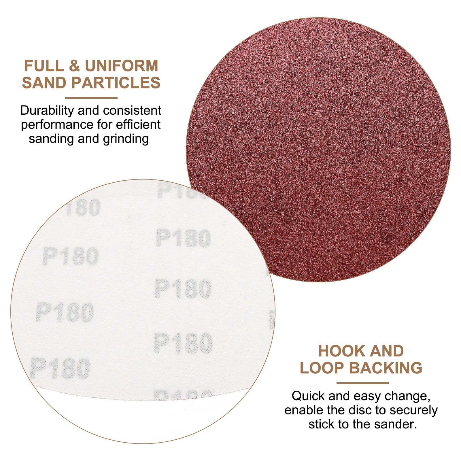2pcs 10″ Hook and Loop Sanding Discs 180 Grits Aluminum Oxide Sandpapers