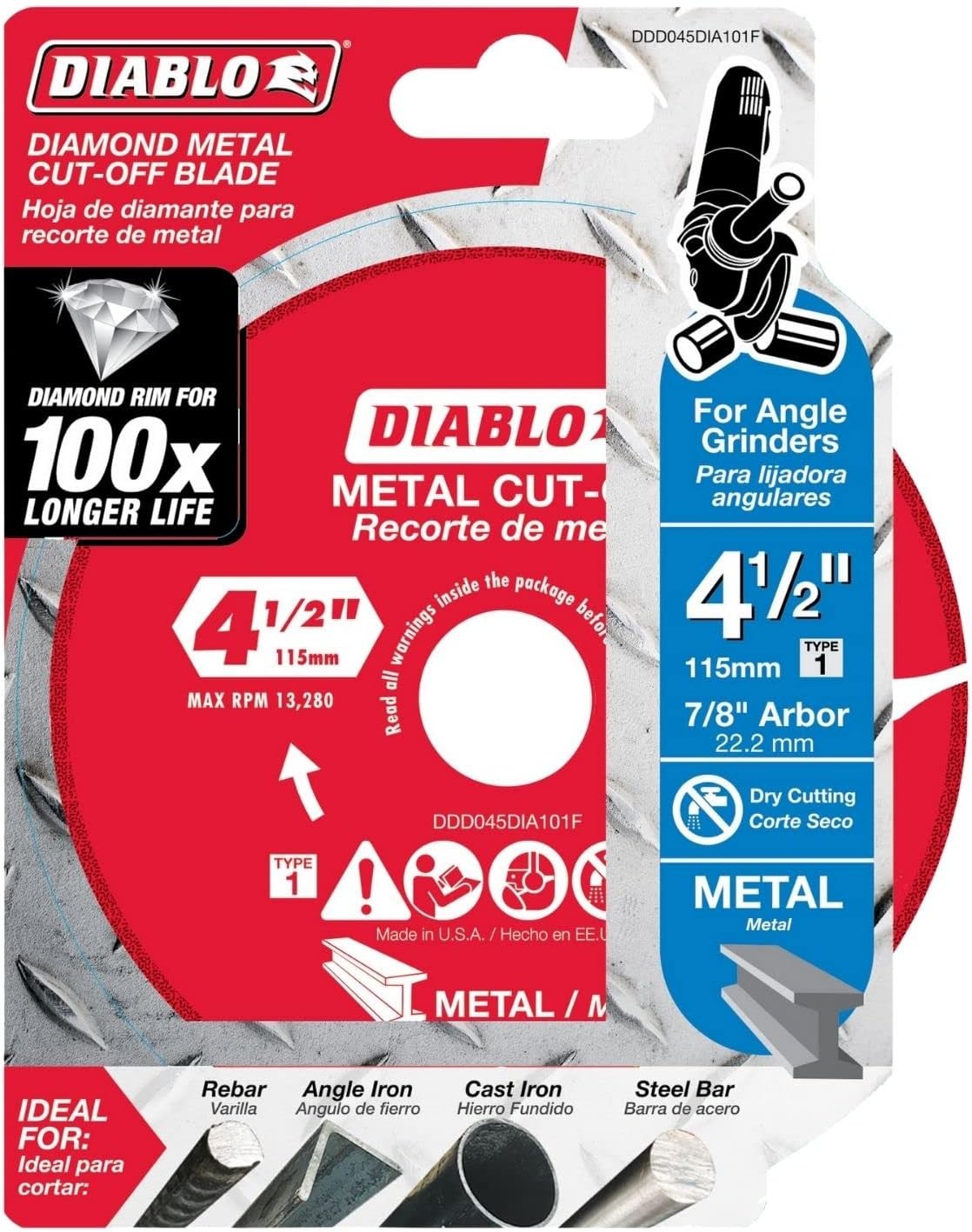 Diablo DDD045DIA101F Type-1 Diamond Metal Cut?Off Blade 4-1/2 Dia. x 7/8 in.
