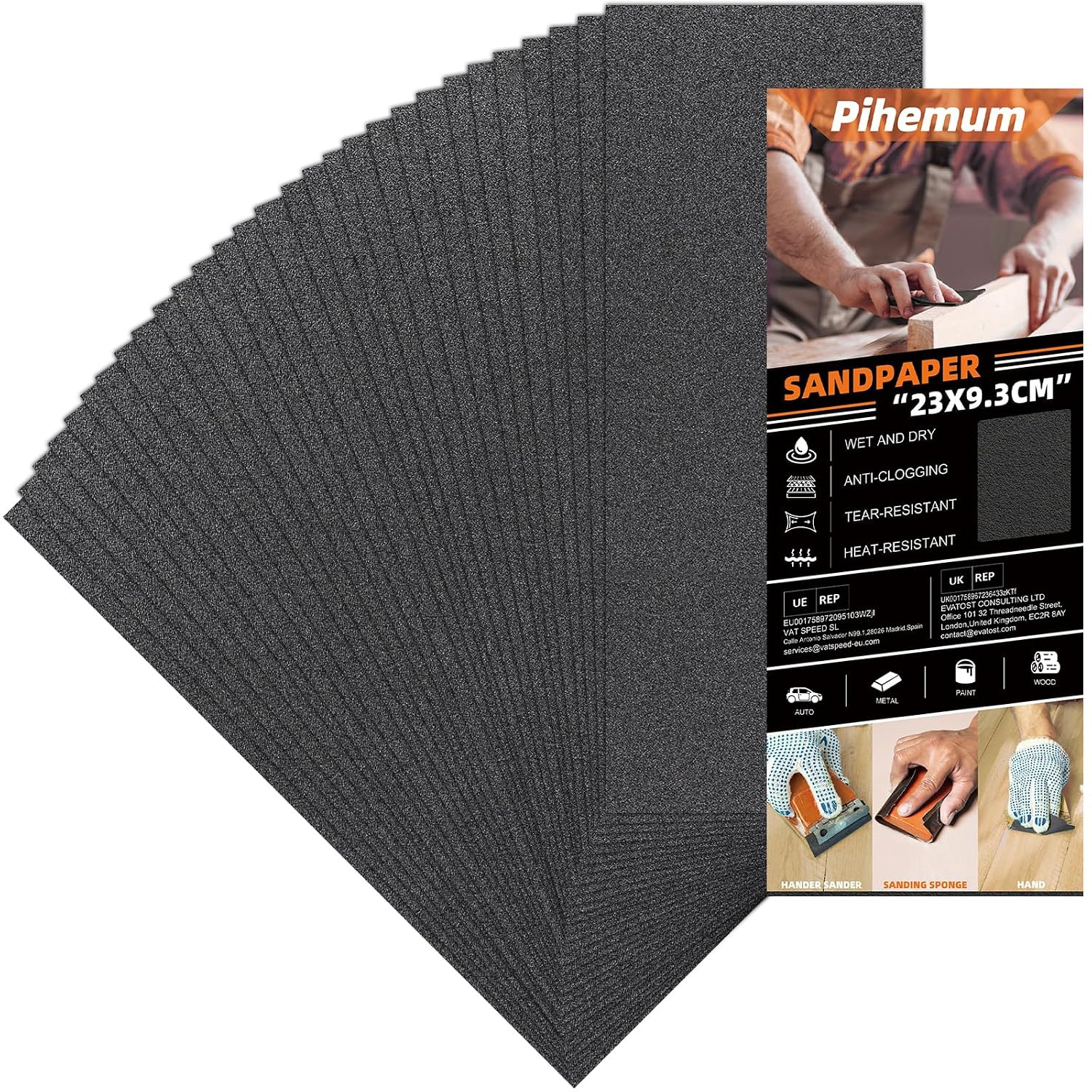 30 Pcs Sandpaper Assortment 180 Grit Wet Dry Sandpaper Sheets, 9 X 3.6 Inch Sand