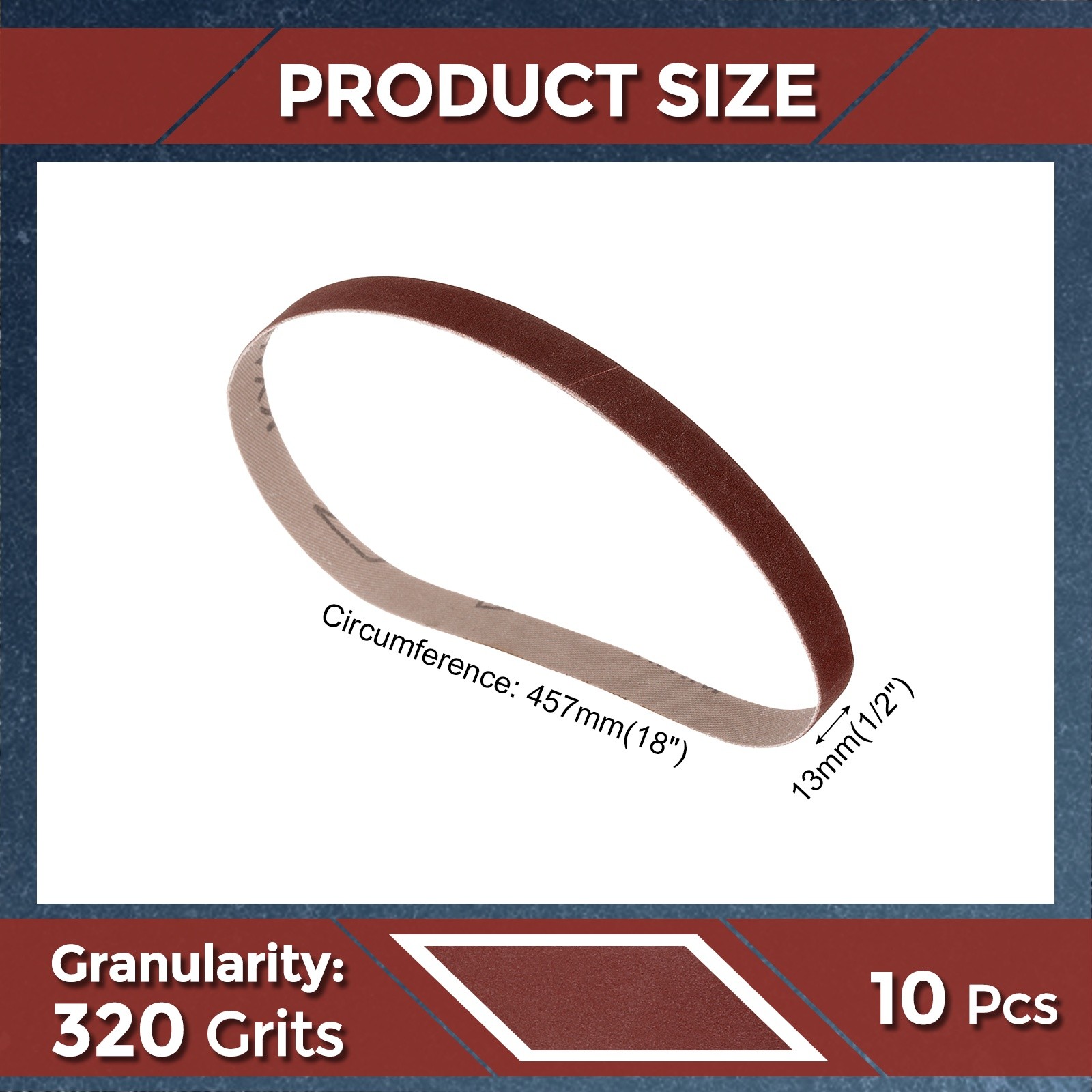 10 Pcs Sanding Belts 1/2 x 18 Inch 320 Grit Aluminum Oxide Abrasive Sandpaper