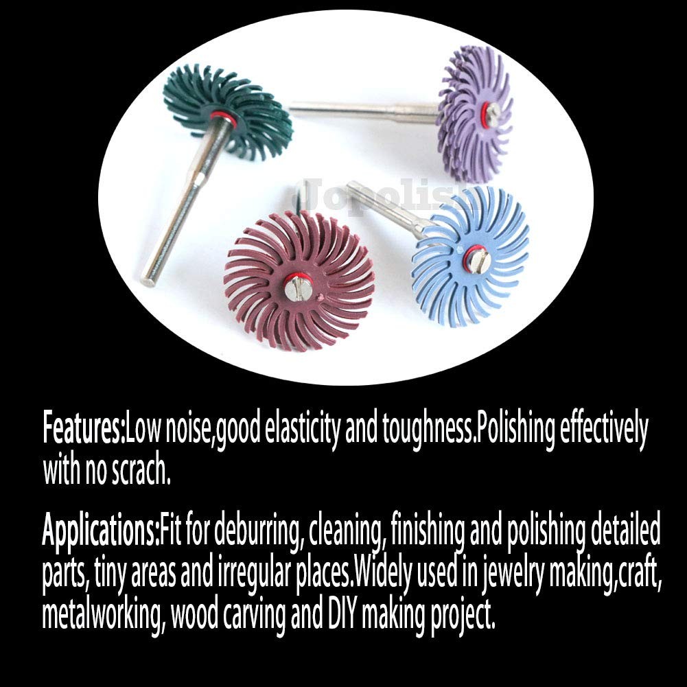 FPPO 30pcs 1 Inch Radial Bristle Disc Kit with 1/8″ 3 mm Shank for Rotary Too…