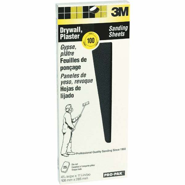 (3-25pk)-3M Pro-Pak 100 Grit 4-3/16 In. x 11-1/4 In. Precut Drywall Sandpaper