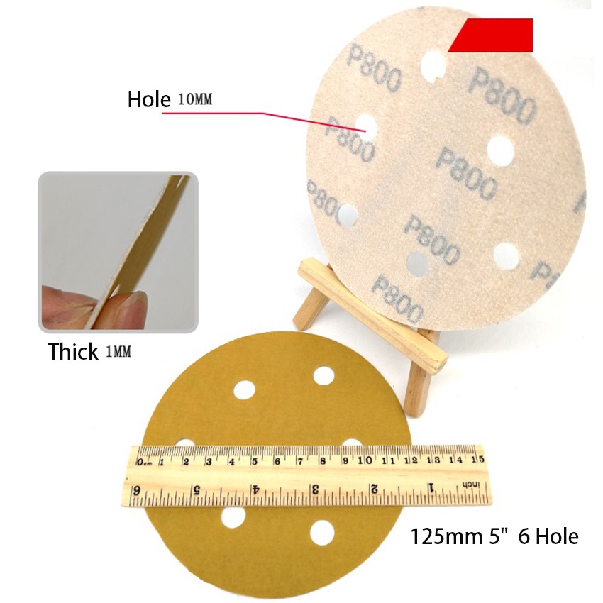 5 inch Sanding Discs 6 Hole Sandpaper Orbital Sander Pads Hook Loop 80-800 Grit