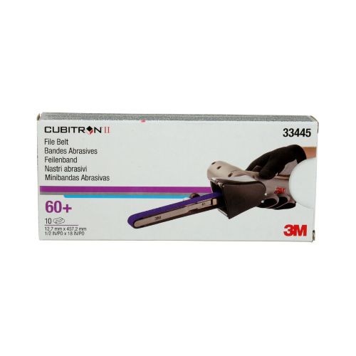3M Cubitron II 33445 Sanding Belts, 1/2 in x 18 in, 60 Grit, Purple, 10 belts