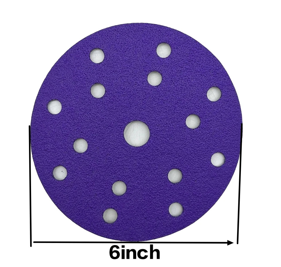 25/50PCS 6″ Premium Ceramic 320 400 600 800 Grit Sanding Disc Hook Loop 15 Holes
