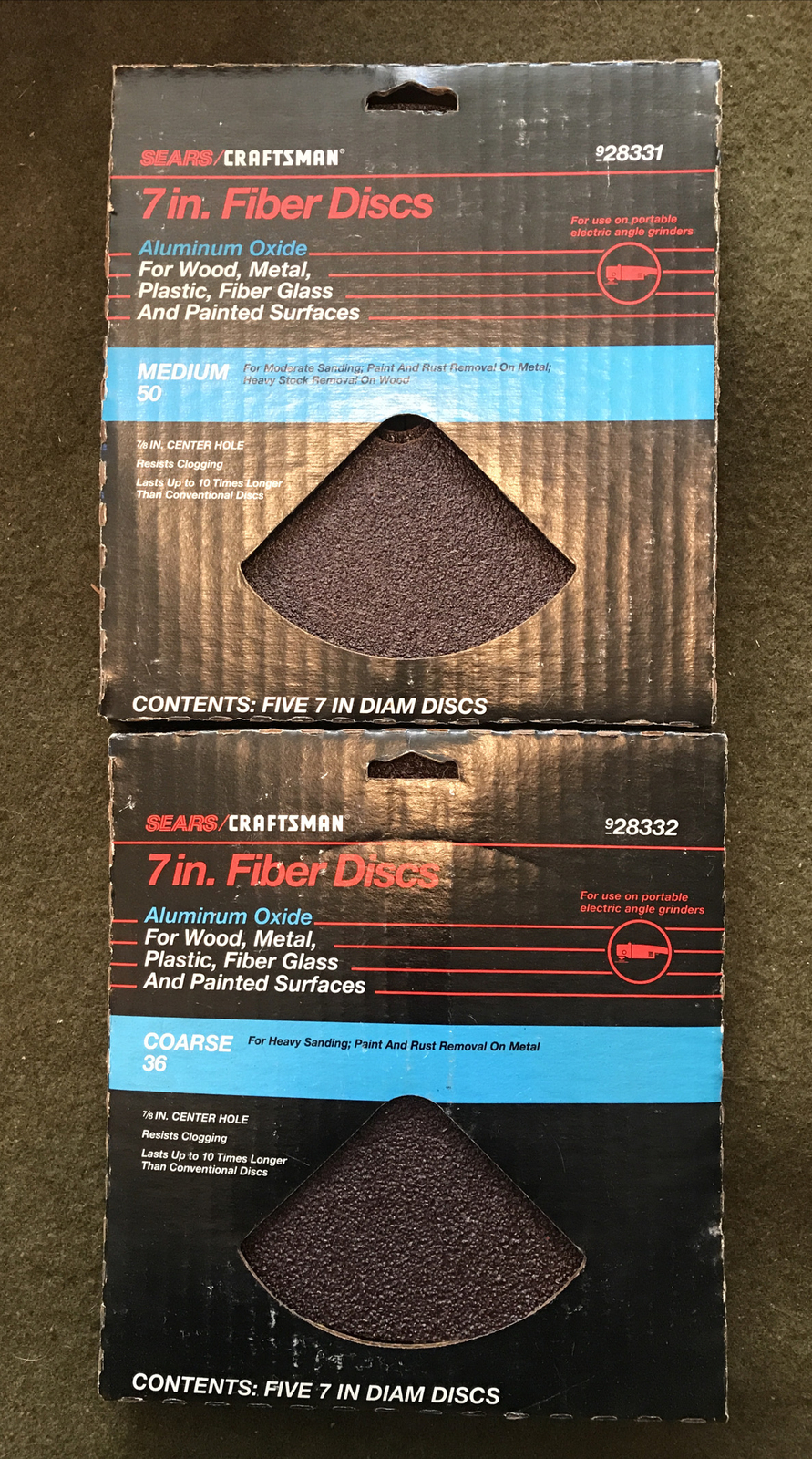 Vintage CRAFTSMAN SEARS 7” Sanding Discs Aluminum Oxide Fiber Discs. 10pc NOS