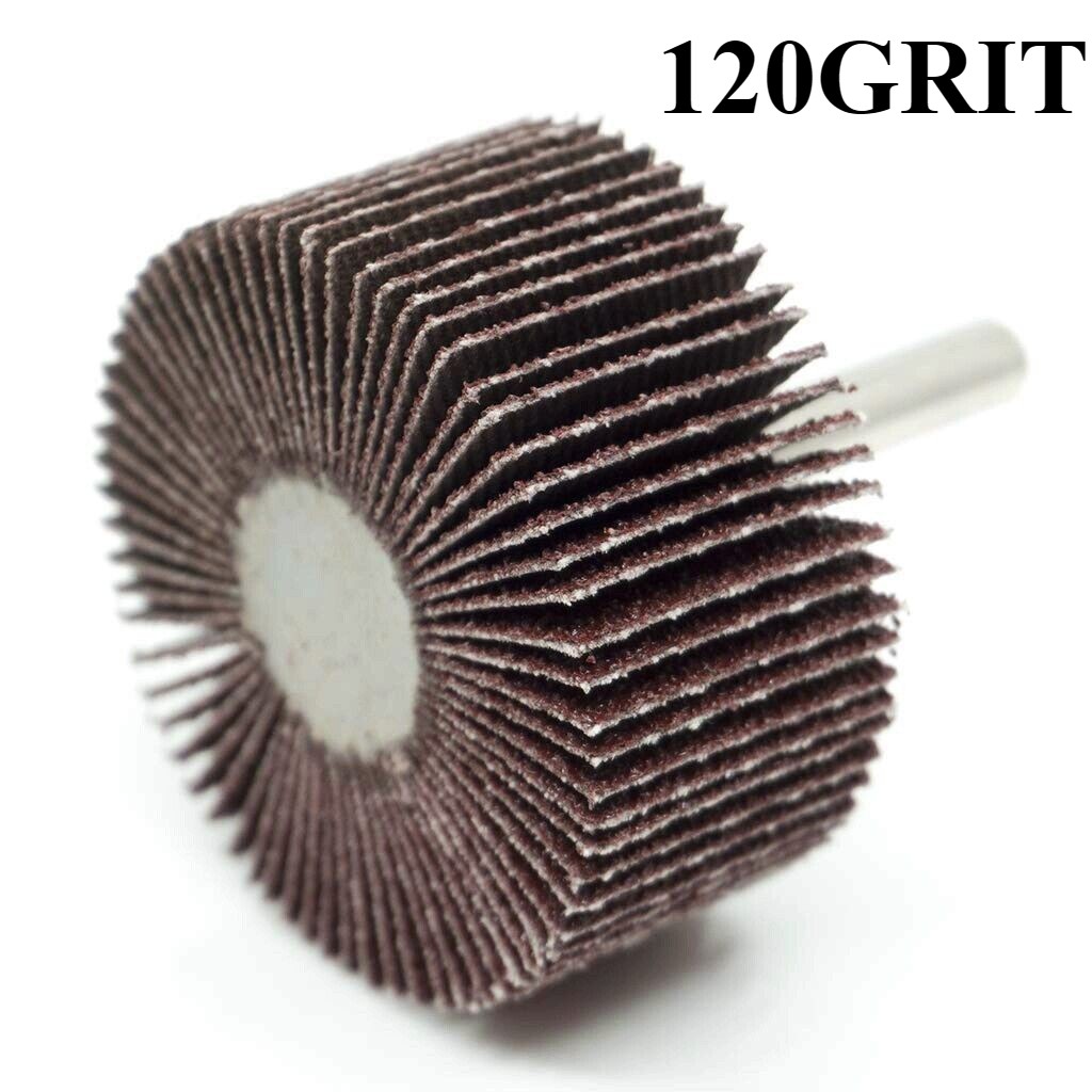 SATC 5PCS 2″x1″x1/4″(50x25x6mm) Shank Mounted Flap Sanding Grinding Wheel P120