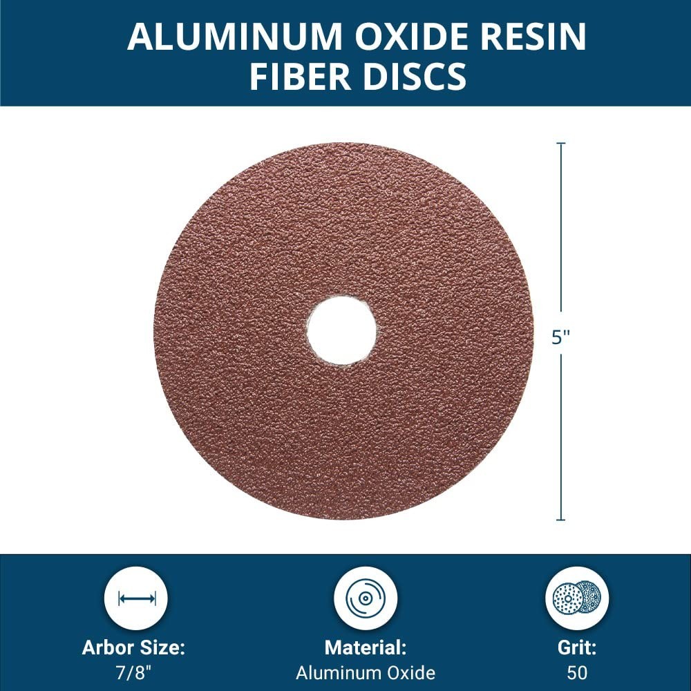 25 Pack 5 Inch Aluminum Oxide Sanding Discs for Angle Grinder – 50 Grit
