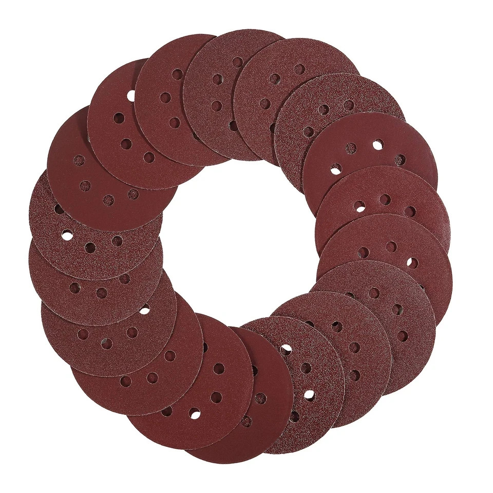 30Pk 5″ 8-Hole Sanding Discs Hook and Loop Round Sandpaper Orbital Sanding Pads