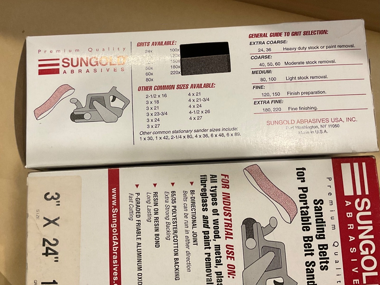 Sungold Abrasives 3″x24″ 150 GRIT Sanding Belts BULK BUY (3) 10 Packs