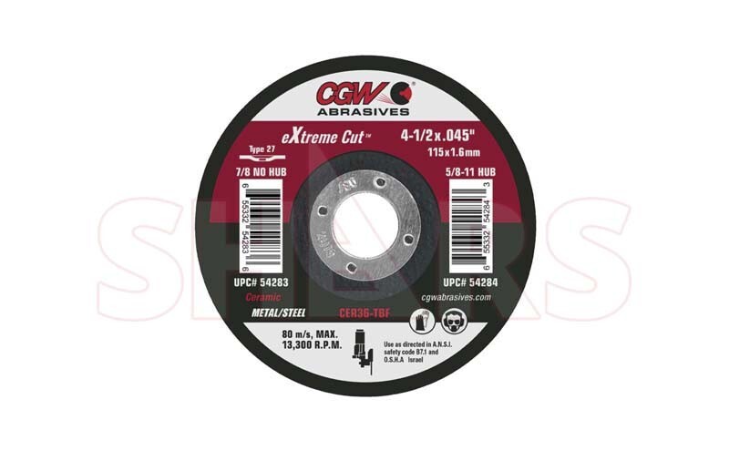 CGW 10 PCS 5 x 0.045 x 7/8 36 Grit Type 27 Ceramic Extreme Cutoff Wheel ^|
