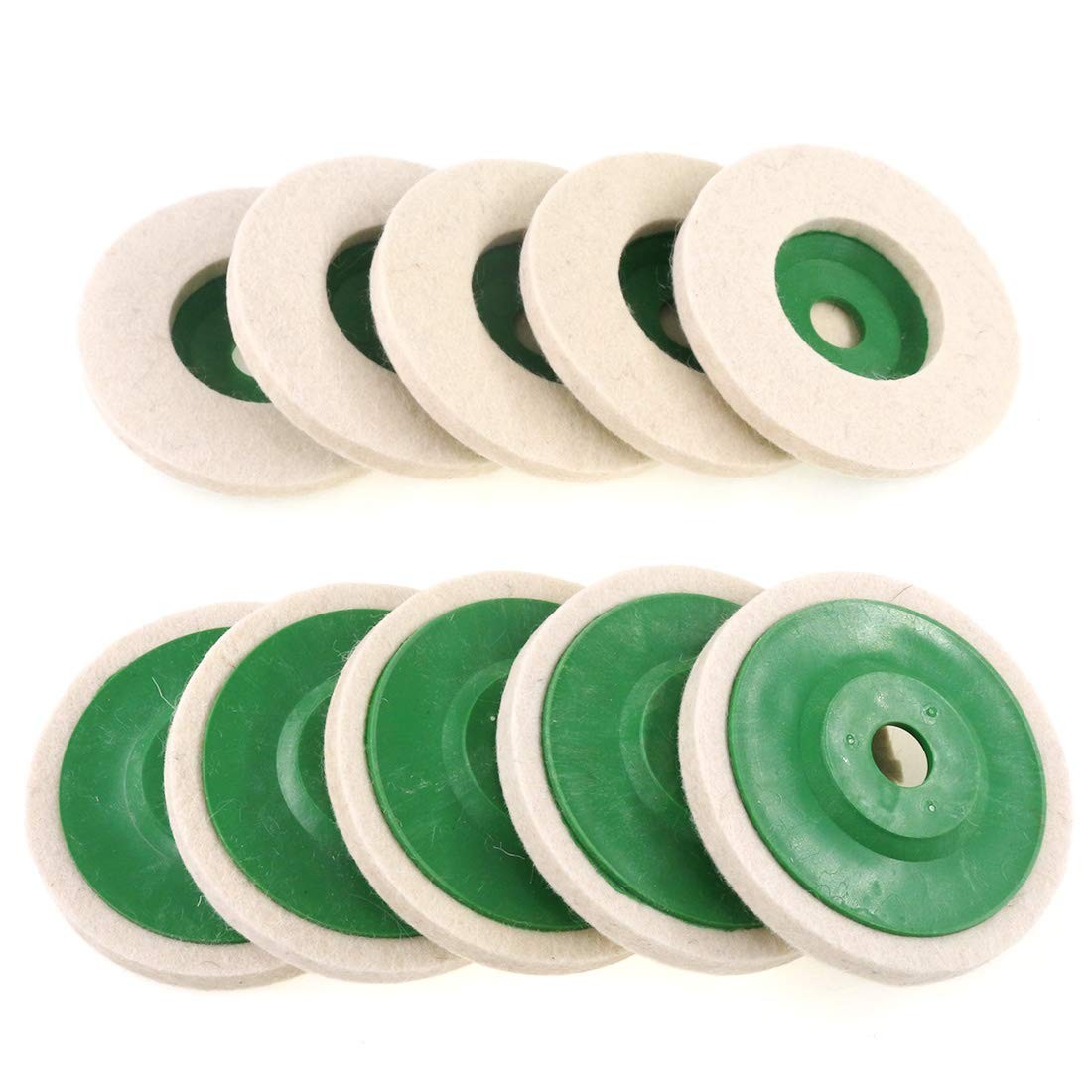 10 Pcs 4 Inch Wool Felt Polishing Wheel Discs for Metal Aluminum Stainless Steel