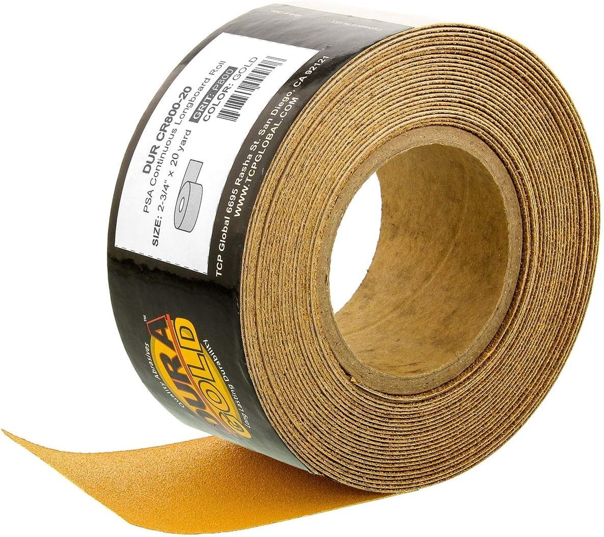 Gold 800 Grit PSA Longboard Sandpaper, 20 Yard Roll, 2-3/4″ Wide, Self Adhesi…