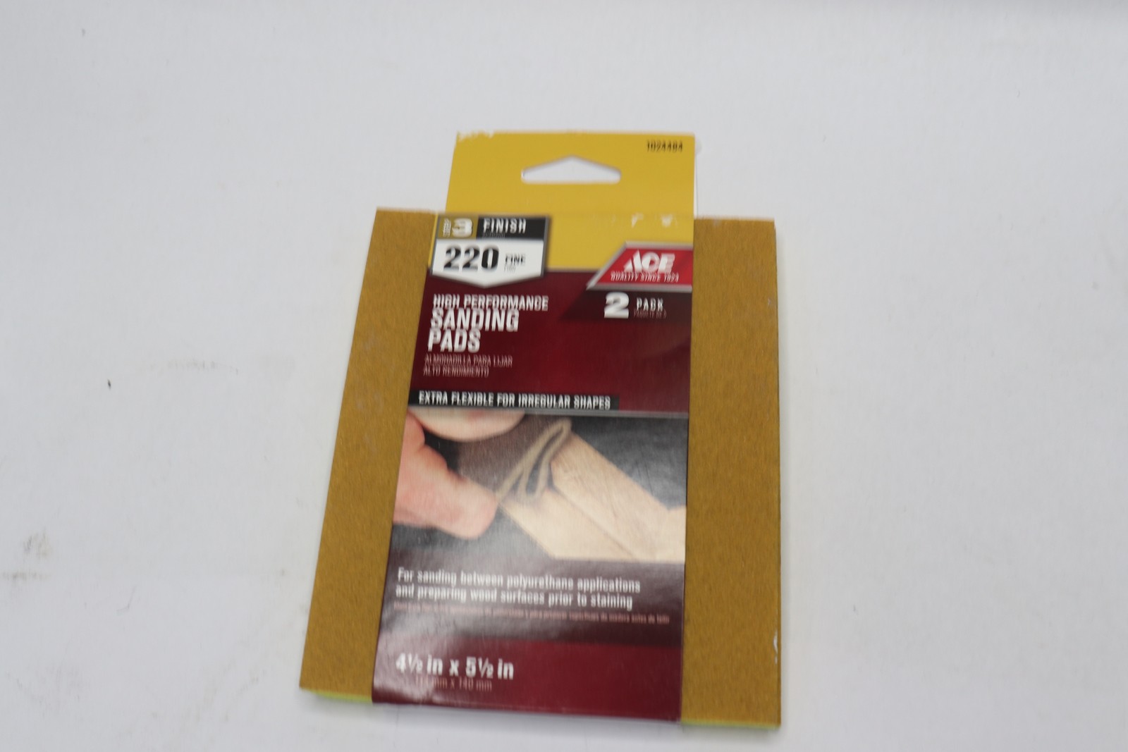 (2-Pk) Ace Extra Fine Contour Hand Sanding Pad 220 Grit 5.5″ L x 4.5″ W x 0.25″