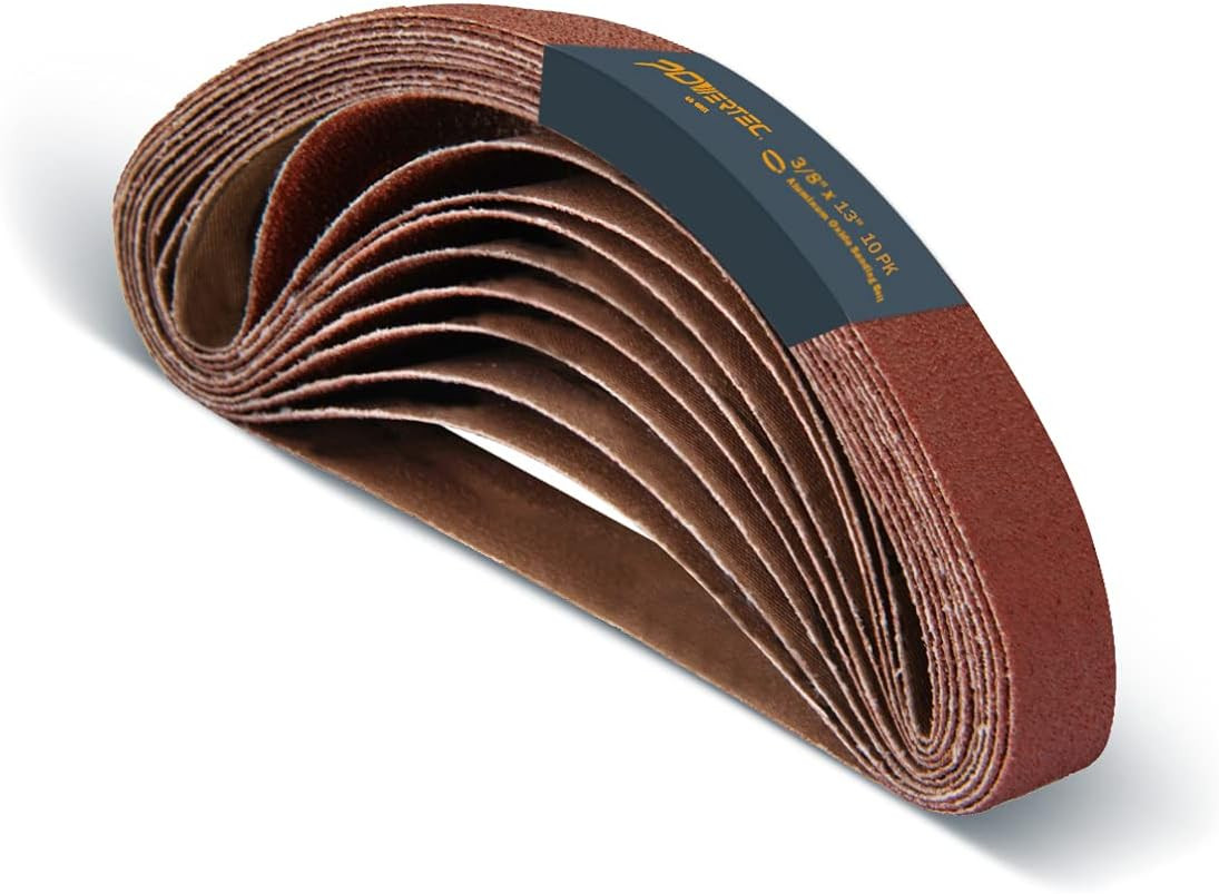 3/8 X 13 Inch Sanding Belts, 10PK, 40 Grits, Aluminum Oxide Sanding Belt for Air