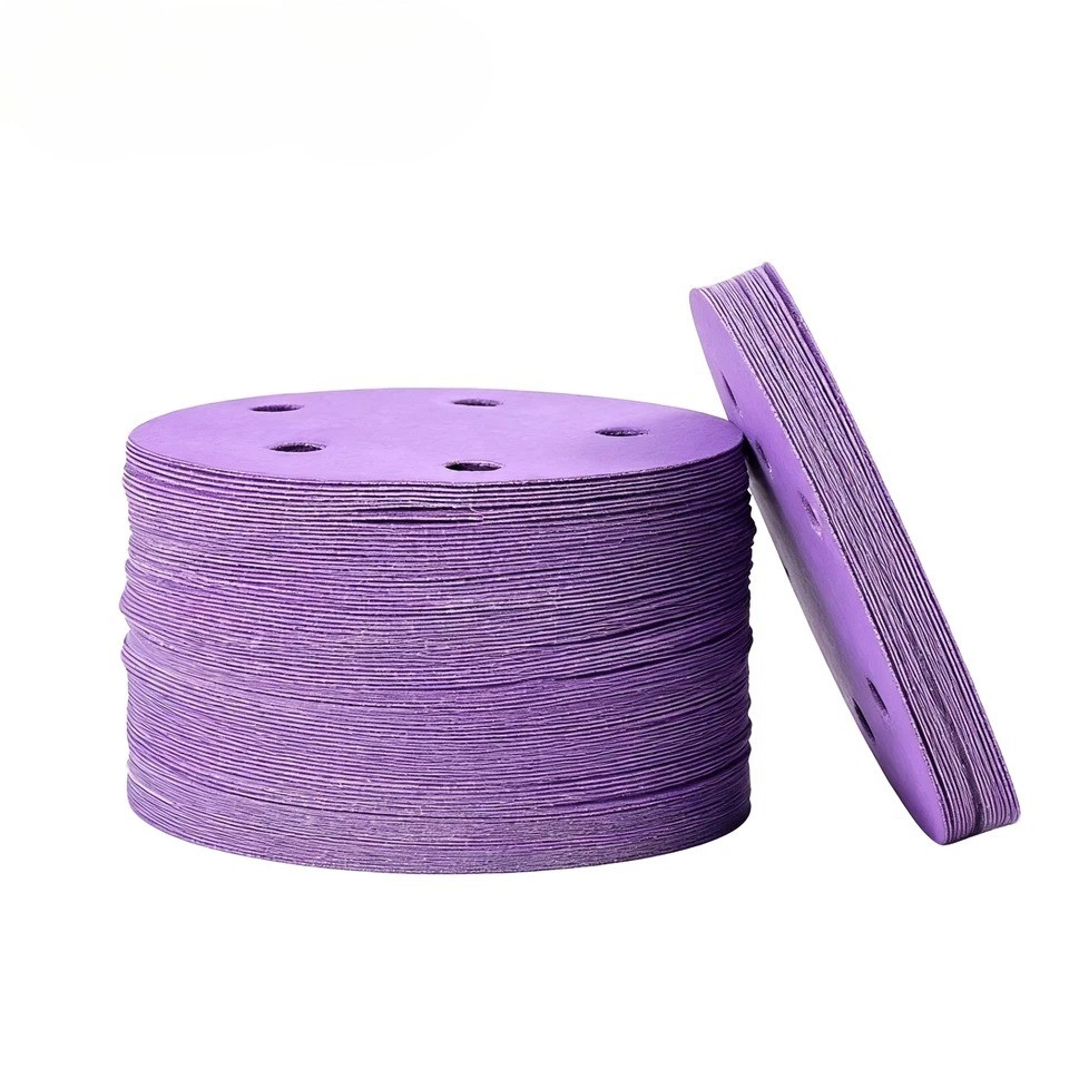100PCS 6″ (150mm) Premium Ceramic Sanding Discs 6 Holes , Hook & Loop, P60-P800
