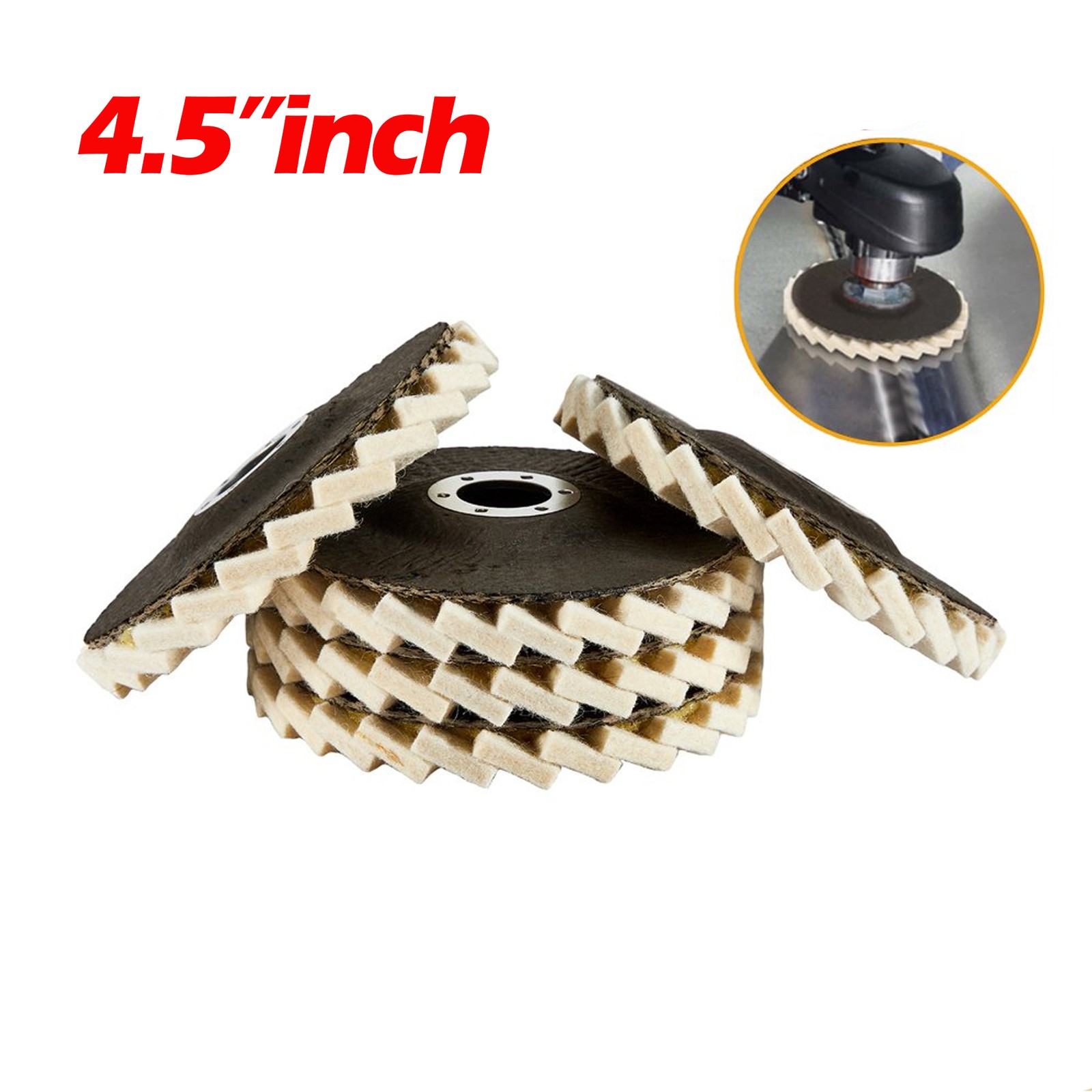 4.5″ / 4.8″ Wool Polishing Wheels Buffer Pads Flap Felt Polishing Finishing Disc