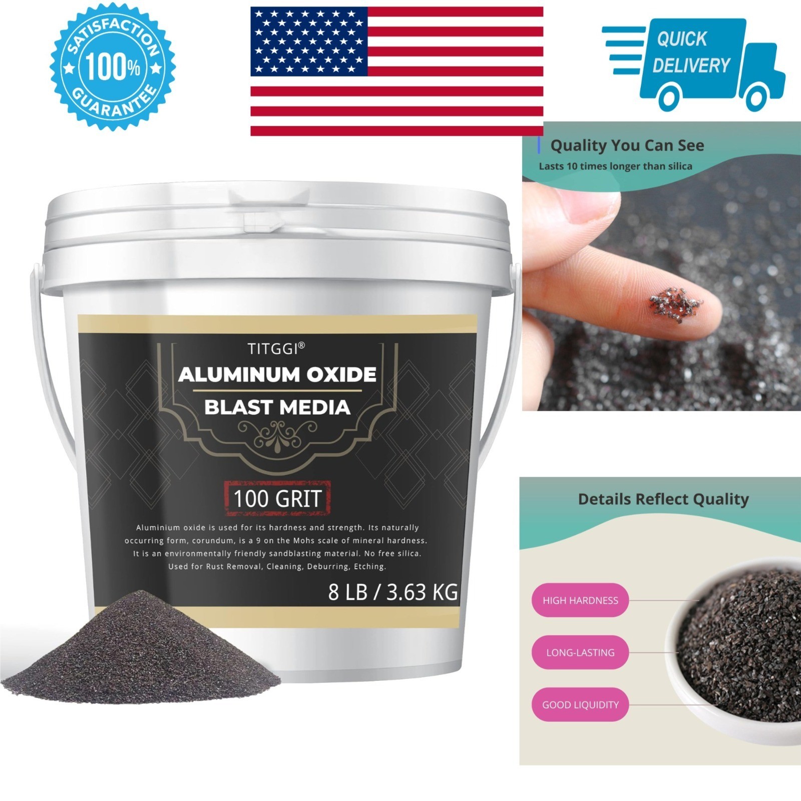 100 Grit Aluminum Oxide Sandblasting Media – 8 lb for Rust Removal