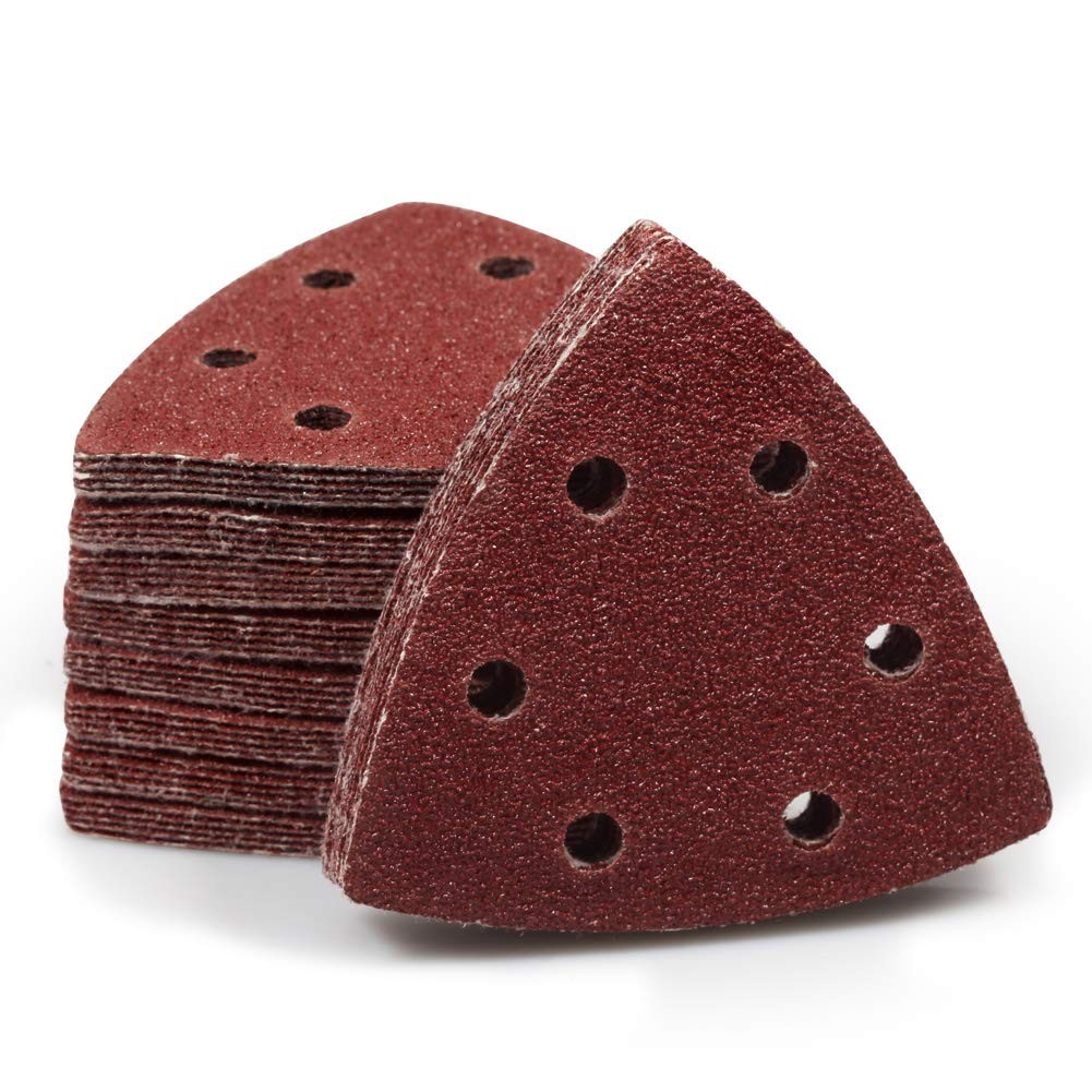 Versatile 90mm Hook & Loop Triangle Sanding Pads – 50 Pcs, 40 Grit Finish
