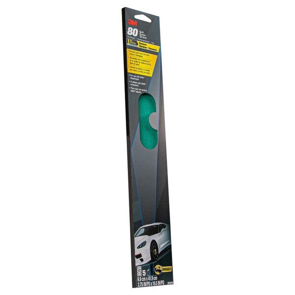 Green Corps File Sheets, 32230, 80 grit, 2-3/4 in x 16 1/2 in, 5 sheets per pack