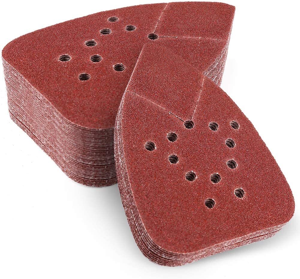 50PCS 95*135mm Mouse Sanding Discs A/O Hook & Loop 12-Hole P60-220 Grit for Wood